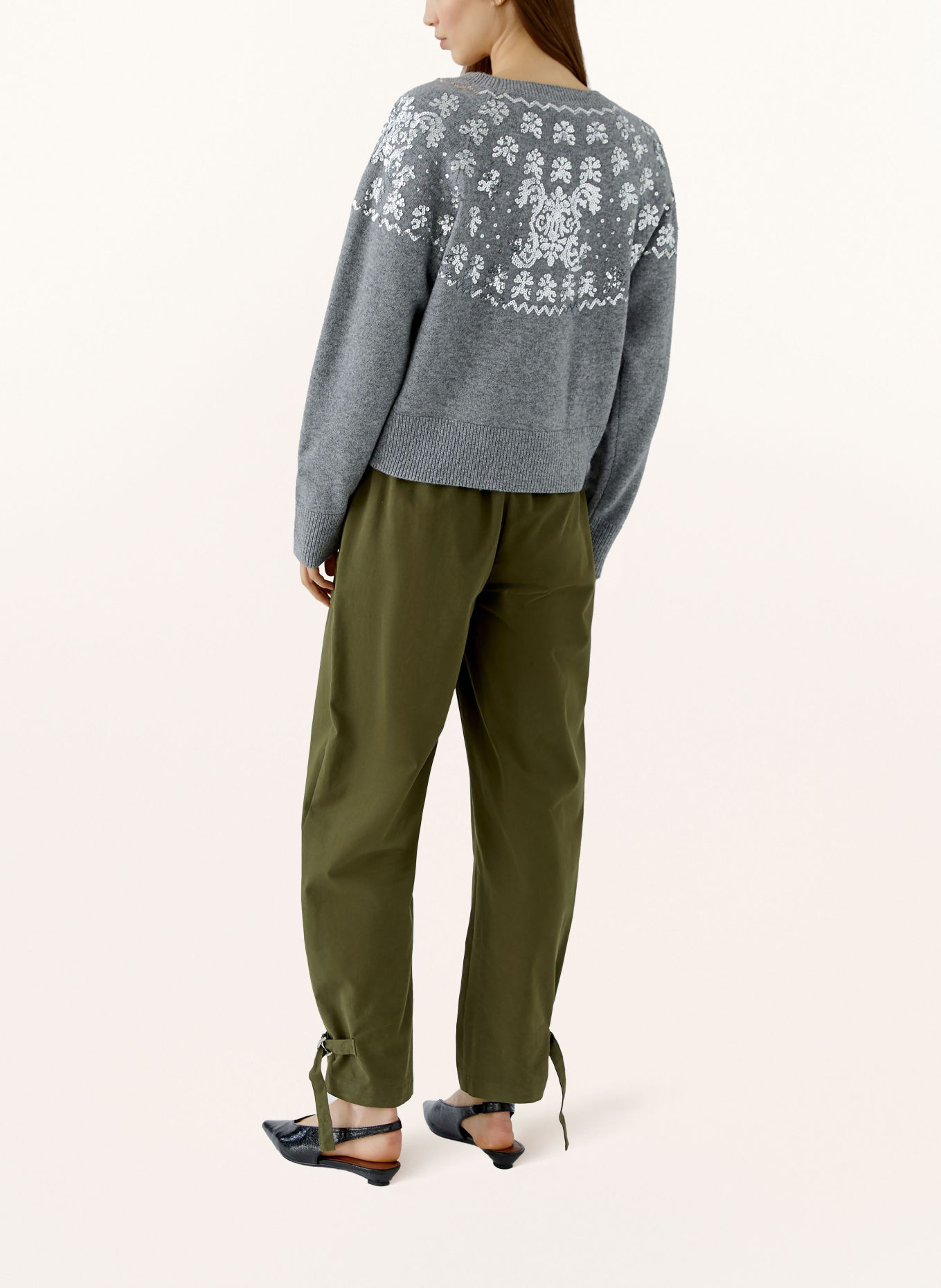 oui Sequin Sweater: GRAY