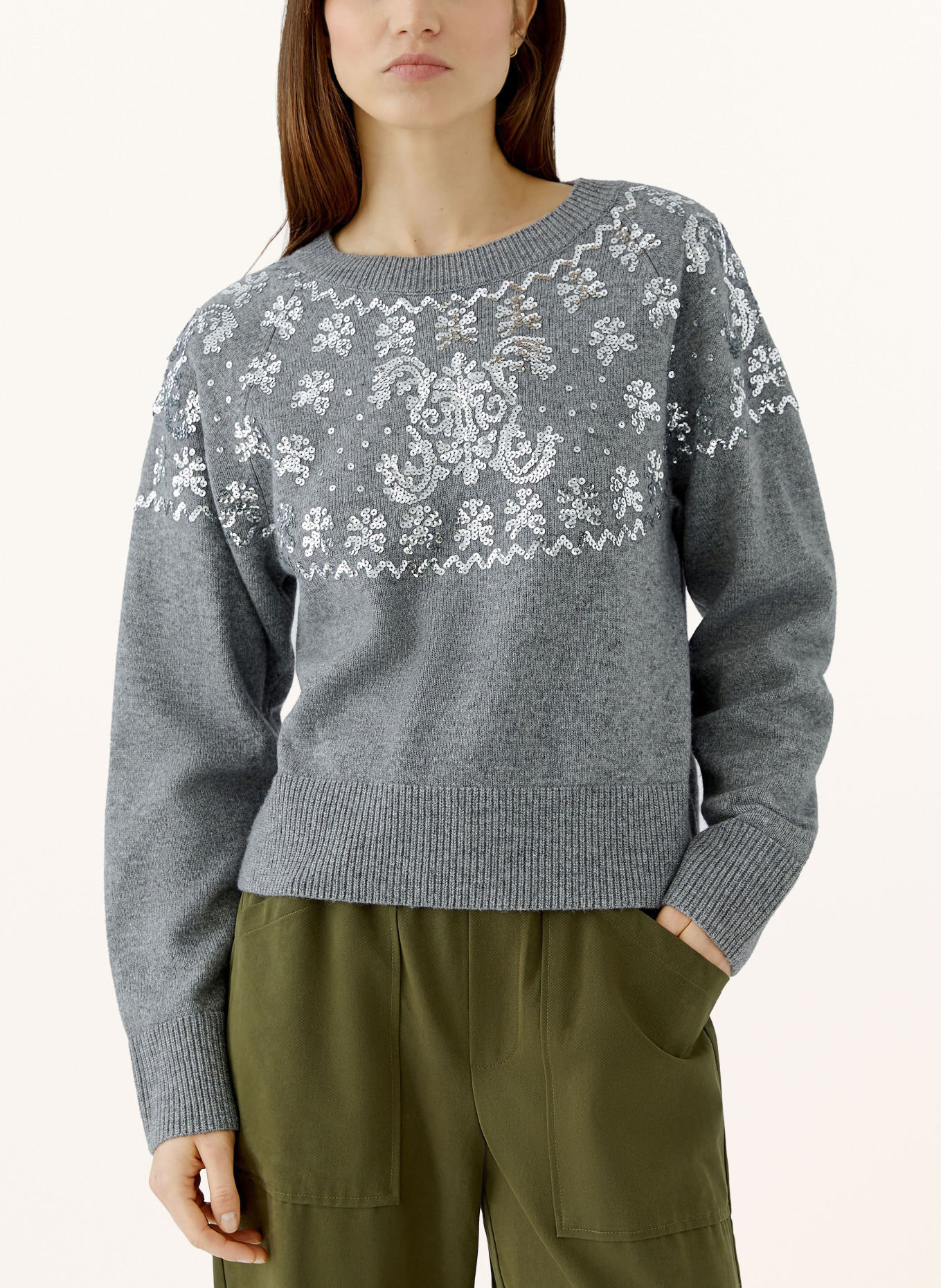 oui Sequin Sweater: GRAY
