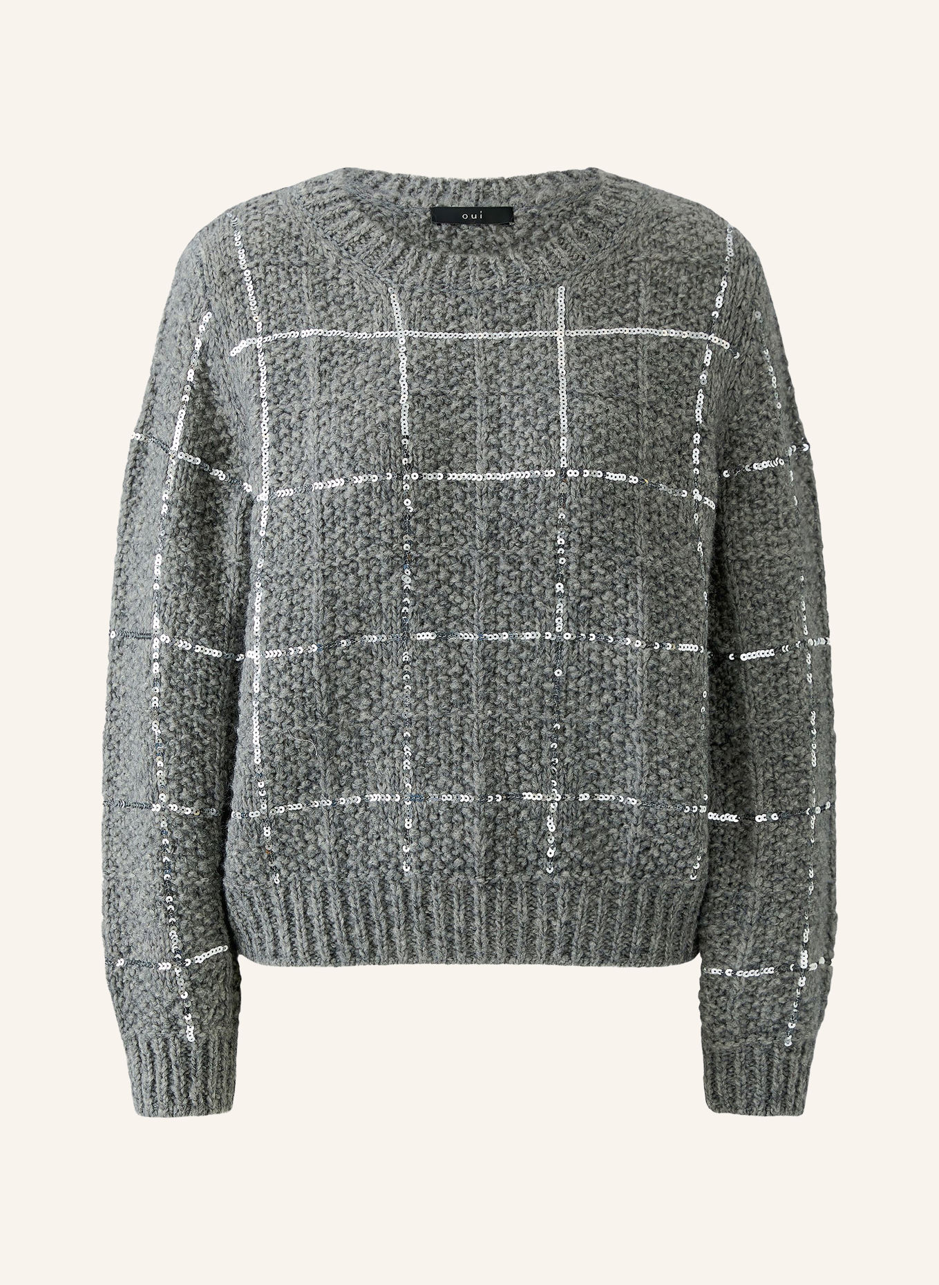 oui Sequin Sweater: GRAY / SILVER