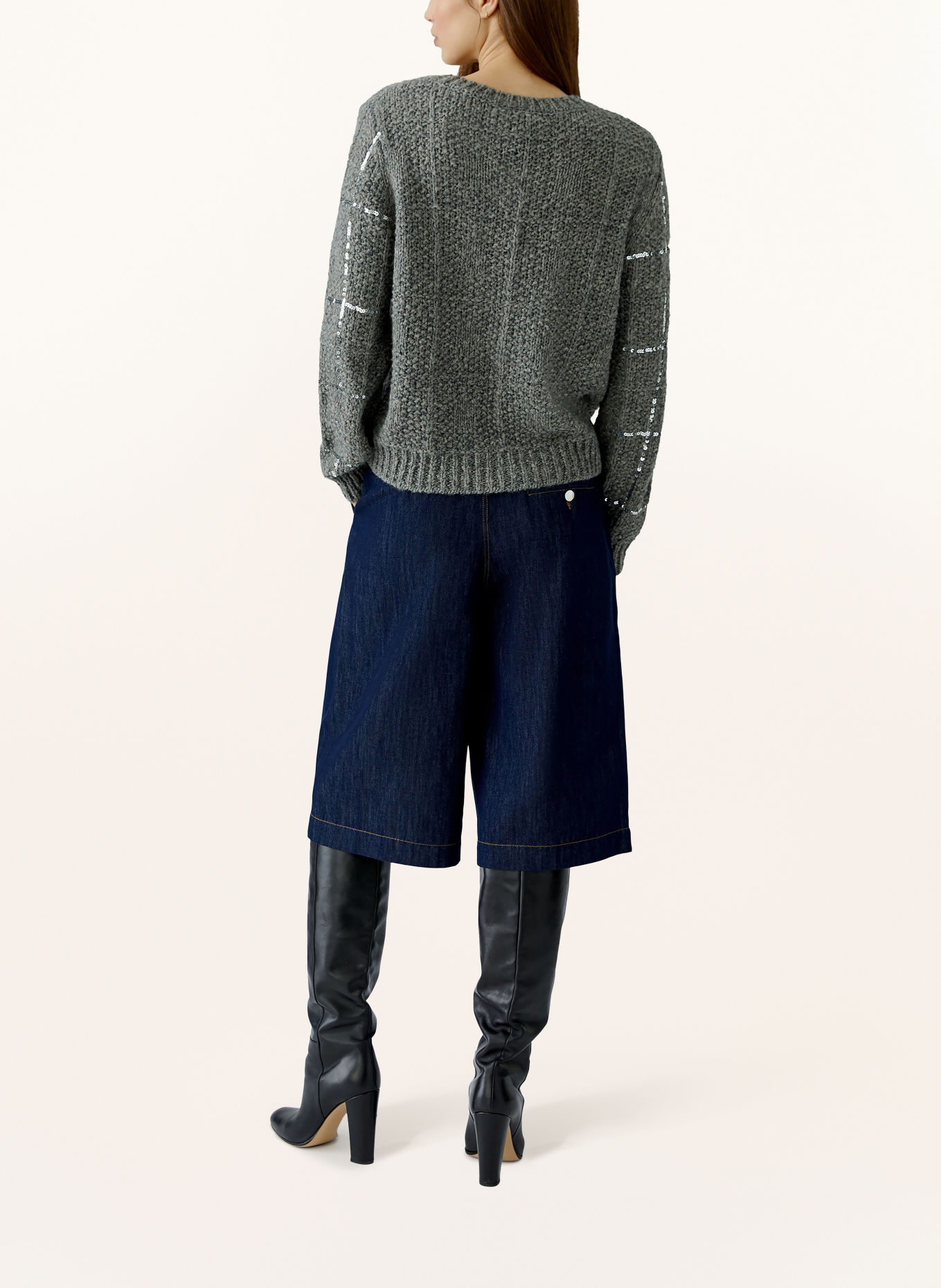oui Sequin Sweater: GRAY / SILVER