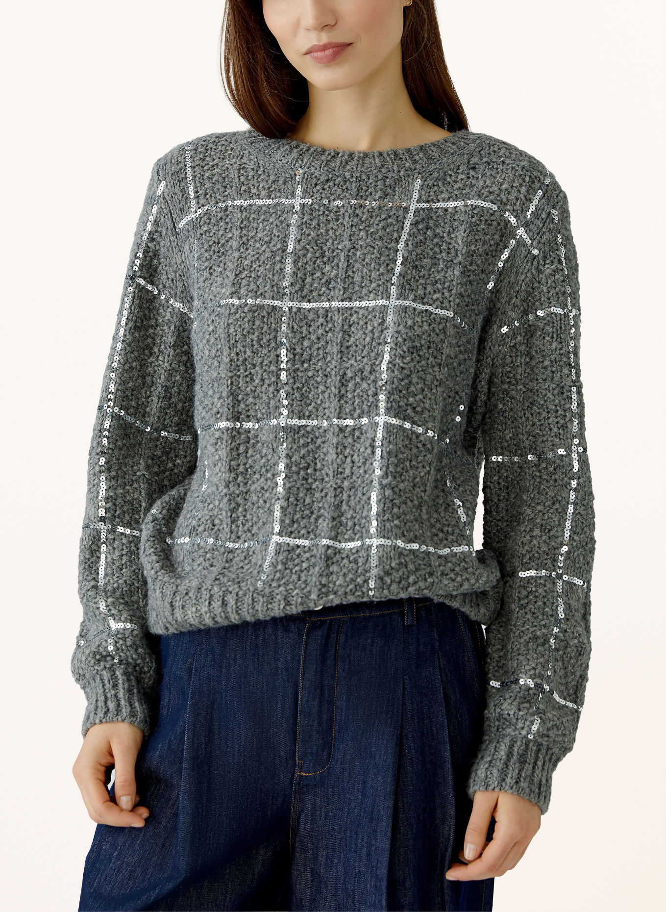 oui Sequin Sweater: GRAY / SILVER