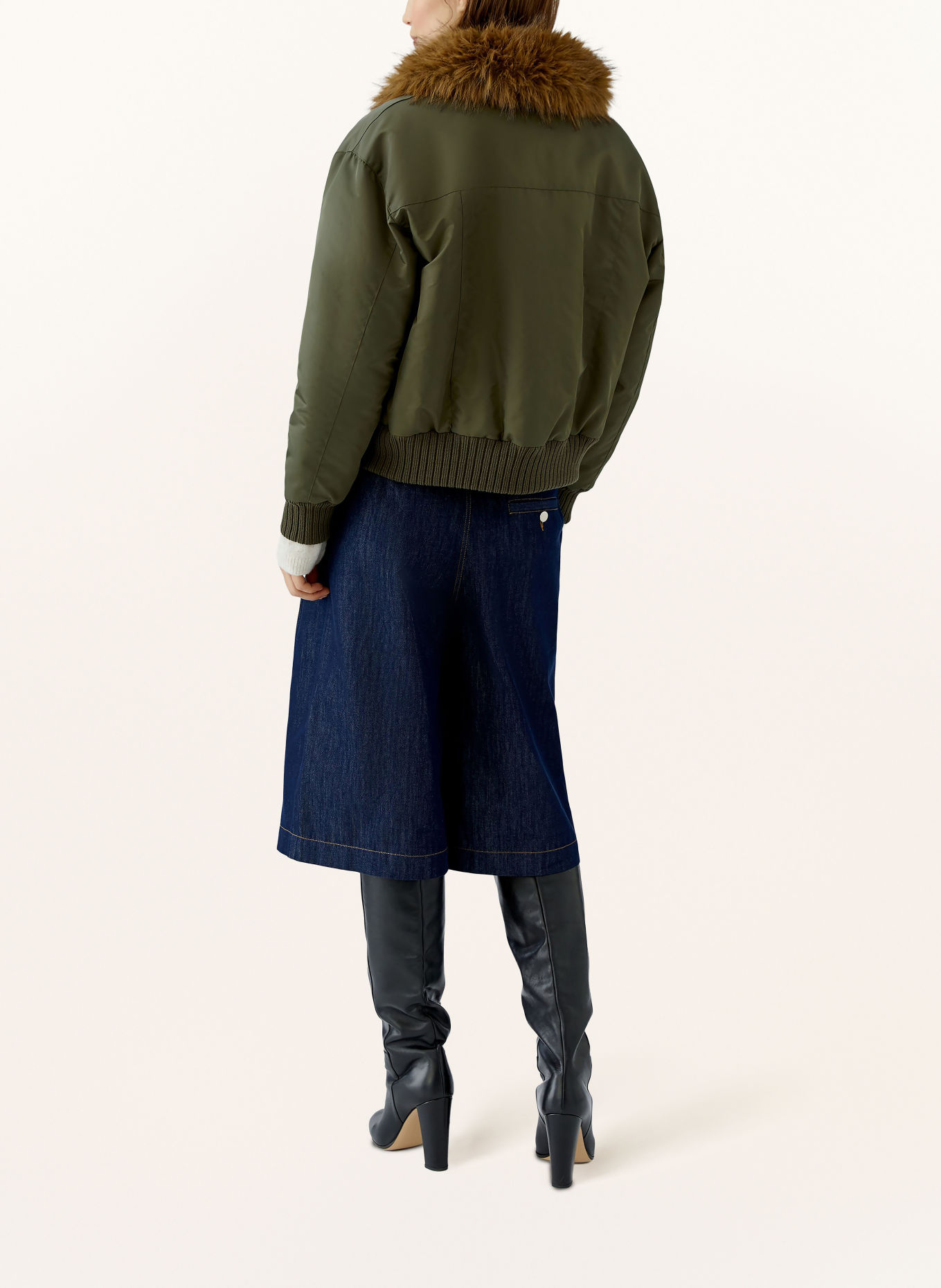 oui Blouson mit abnehmbarem Kunstfell-Kragen: KHAKI / BRAUN
