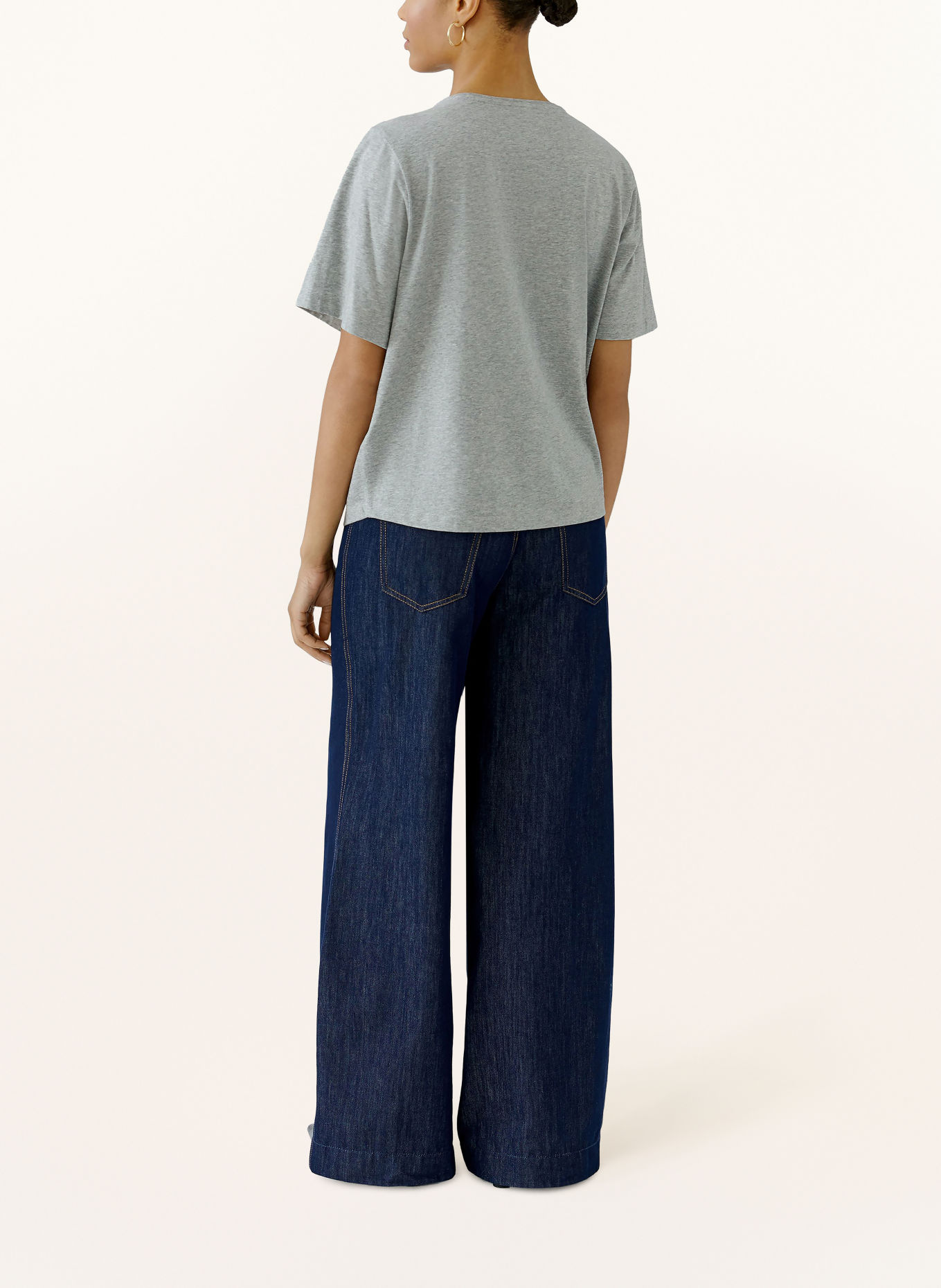 oui T-shirt à paillettes: GRIS / BLEU / BLANC