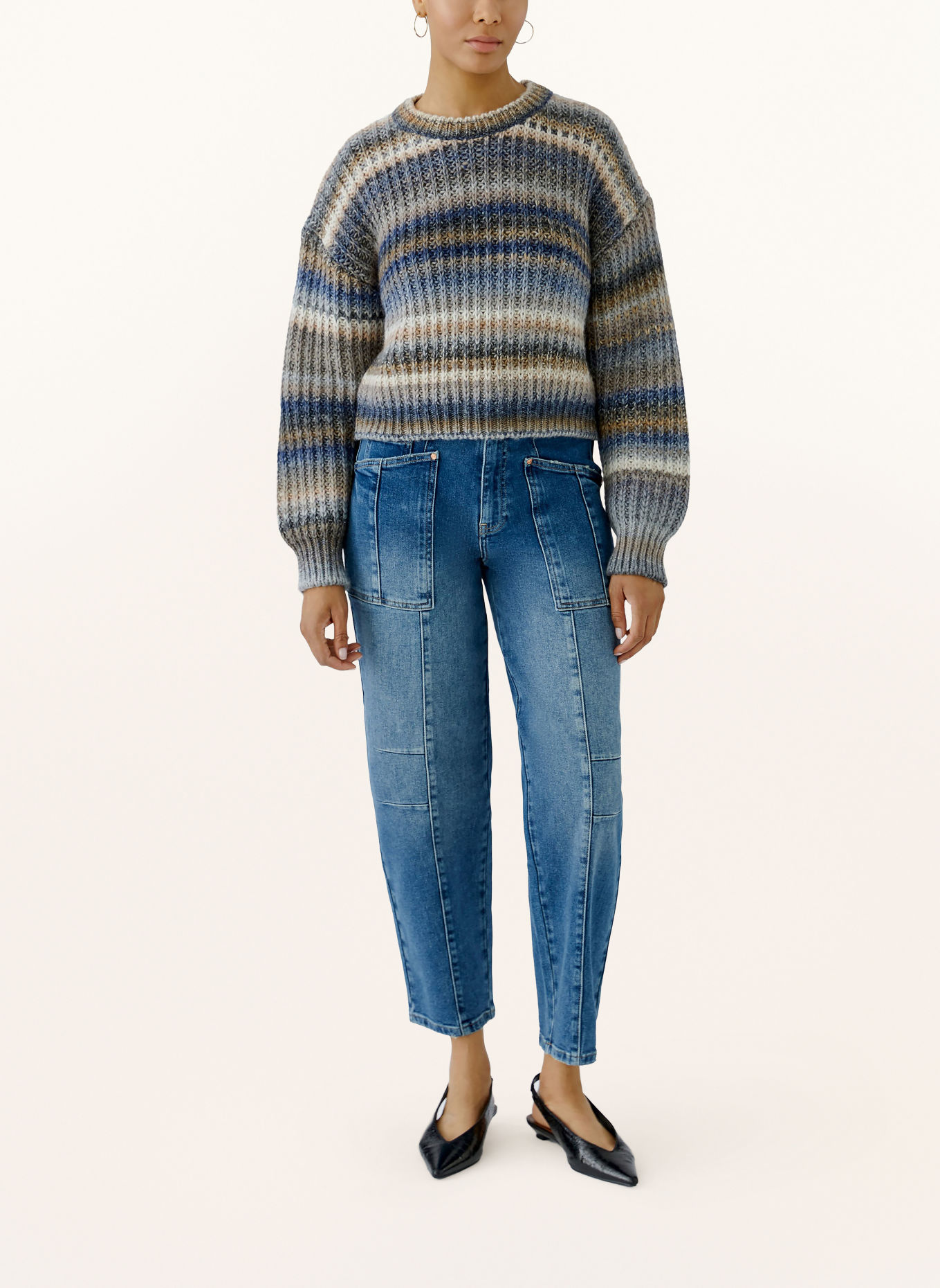 oui Sweater: CREAM / BLUE GRAY / TAUPE