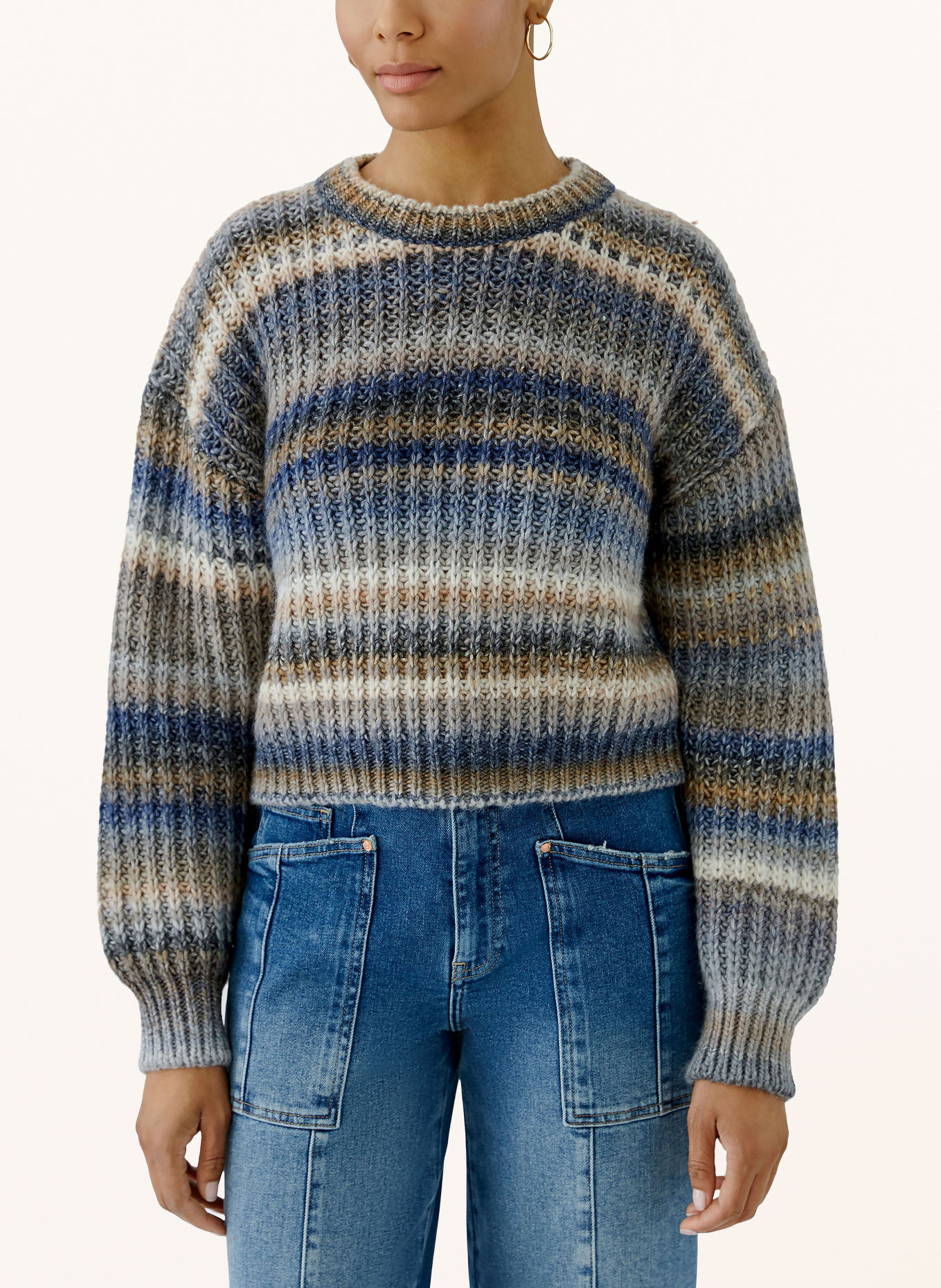 oui Sweater: CREAM / BLUE GRAY / TAUPE