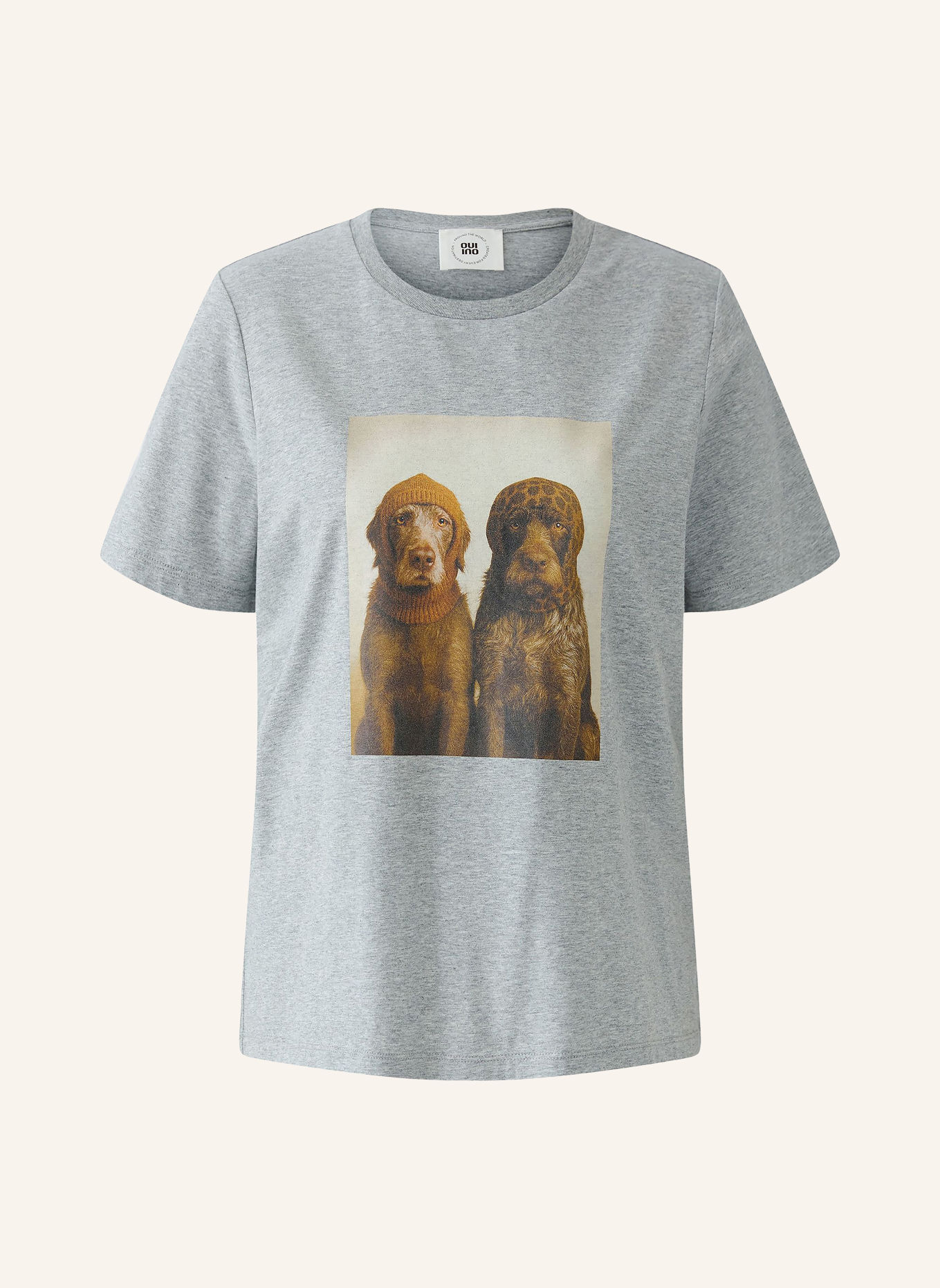 oui T-shirt: SZARY / JASNOBRĄZOWY / CIEMNOBRĄZOWY