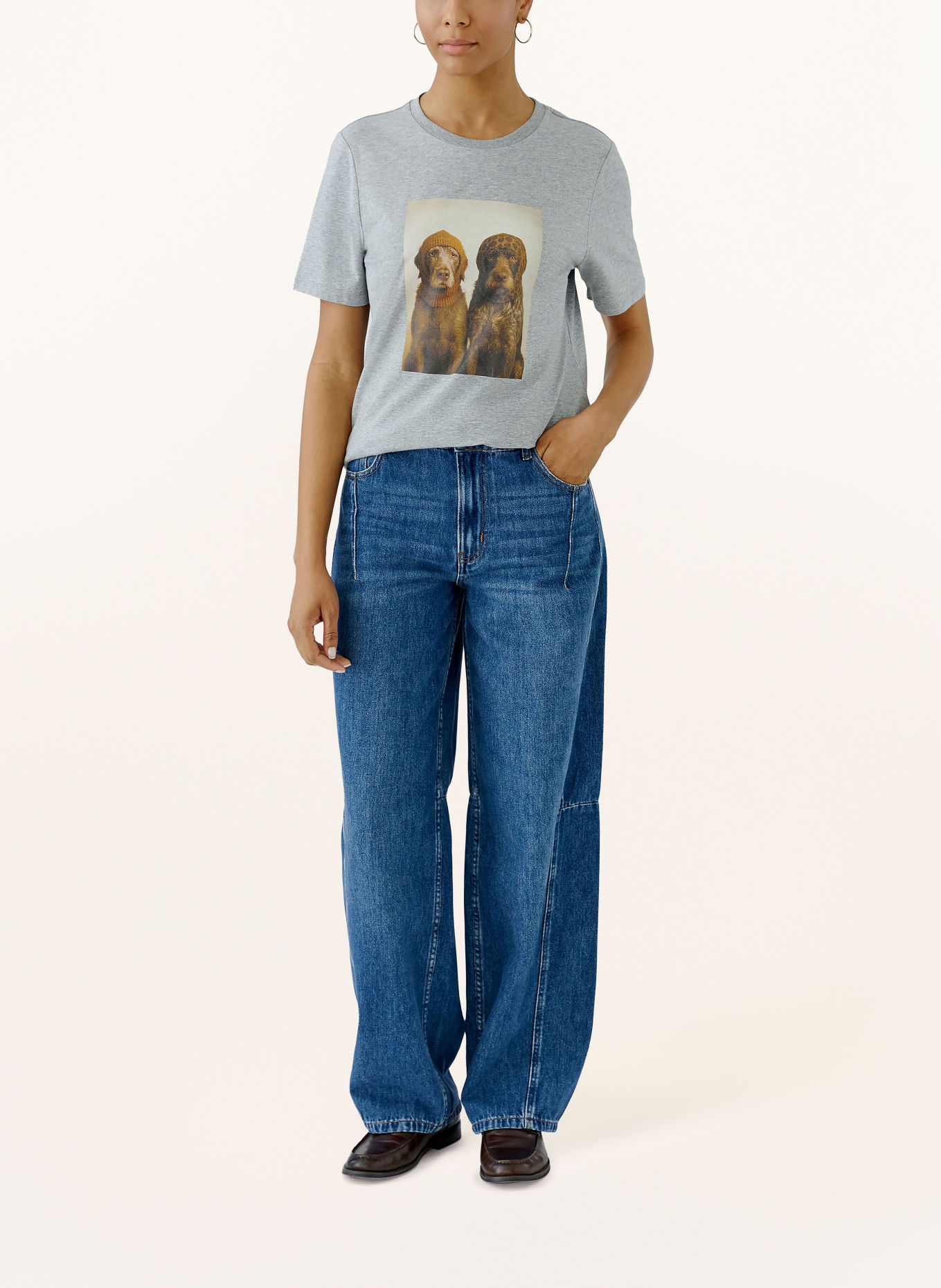 oui T-shirt: SZARY / JASNOBRĄZOWY / CIEMNOBRĄZOWY