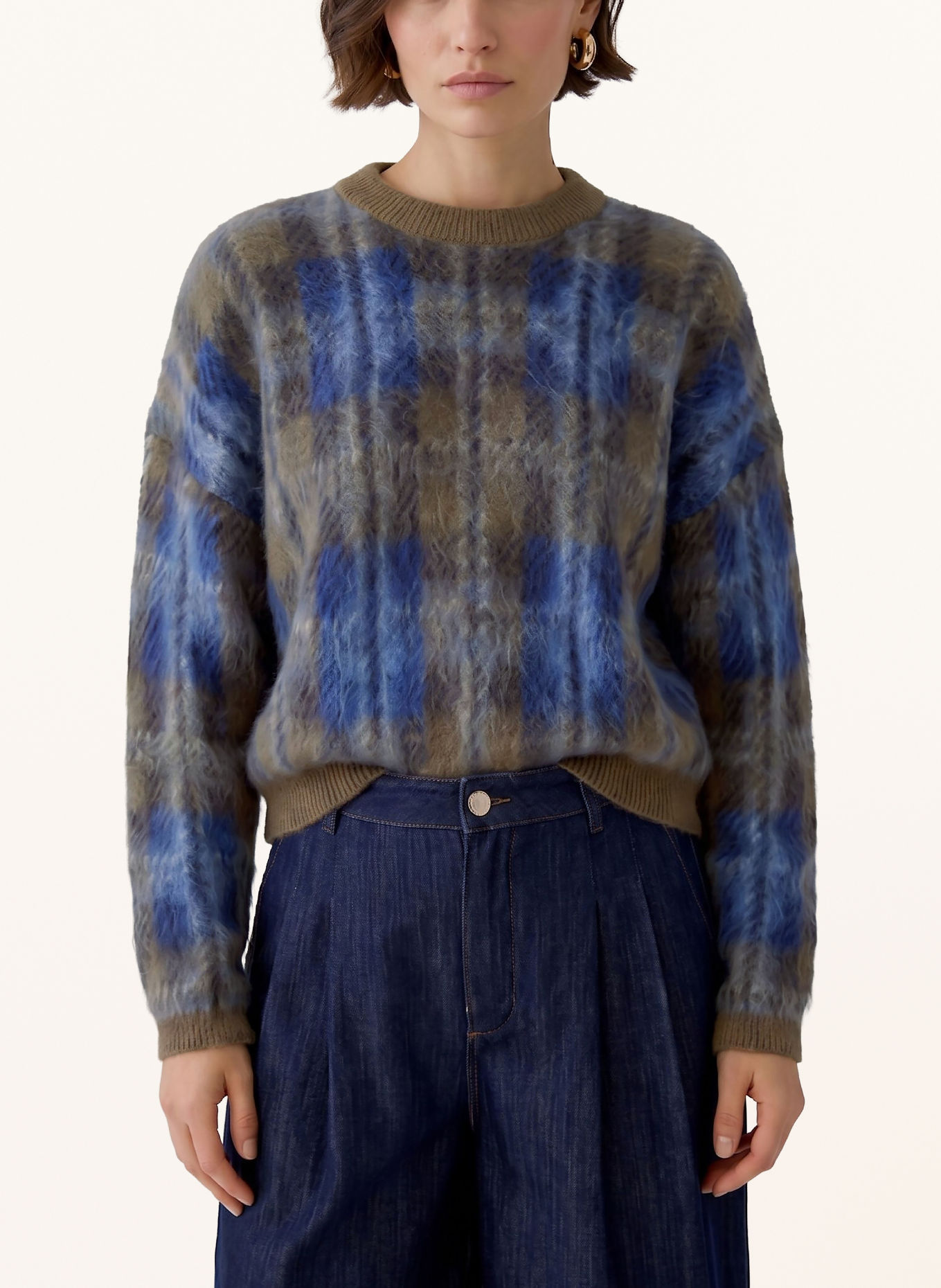 oui Pull: BLEU FONCÉ / MARRON / BLANC