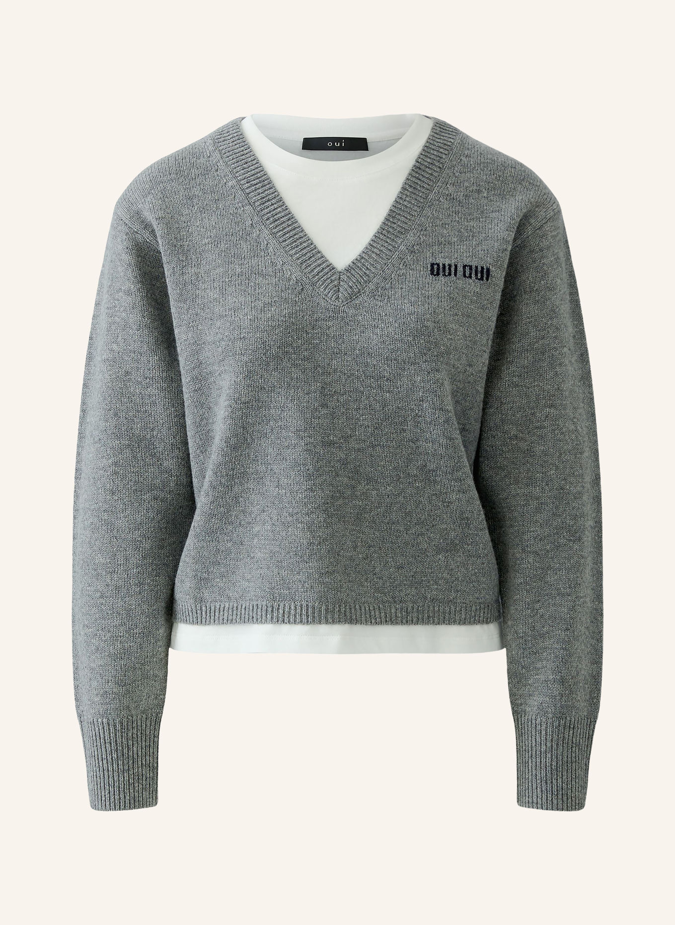 oui Pulls en mélange de matières: GRIS / BLANC