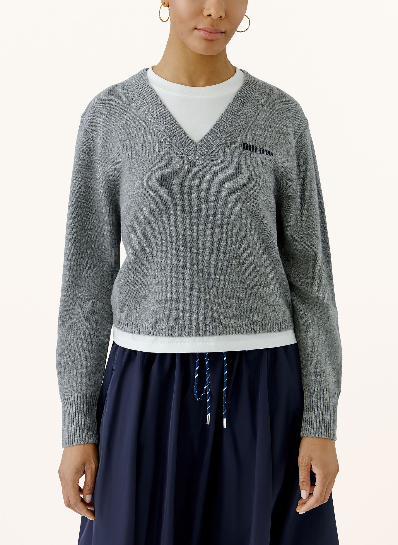 oui Pulls en mélange de matières: GRIS / BLANC
