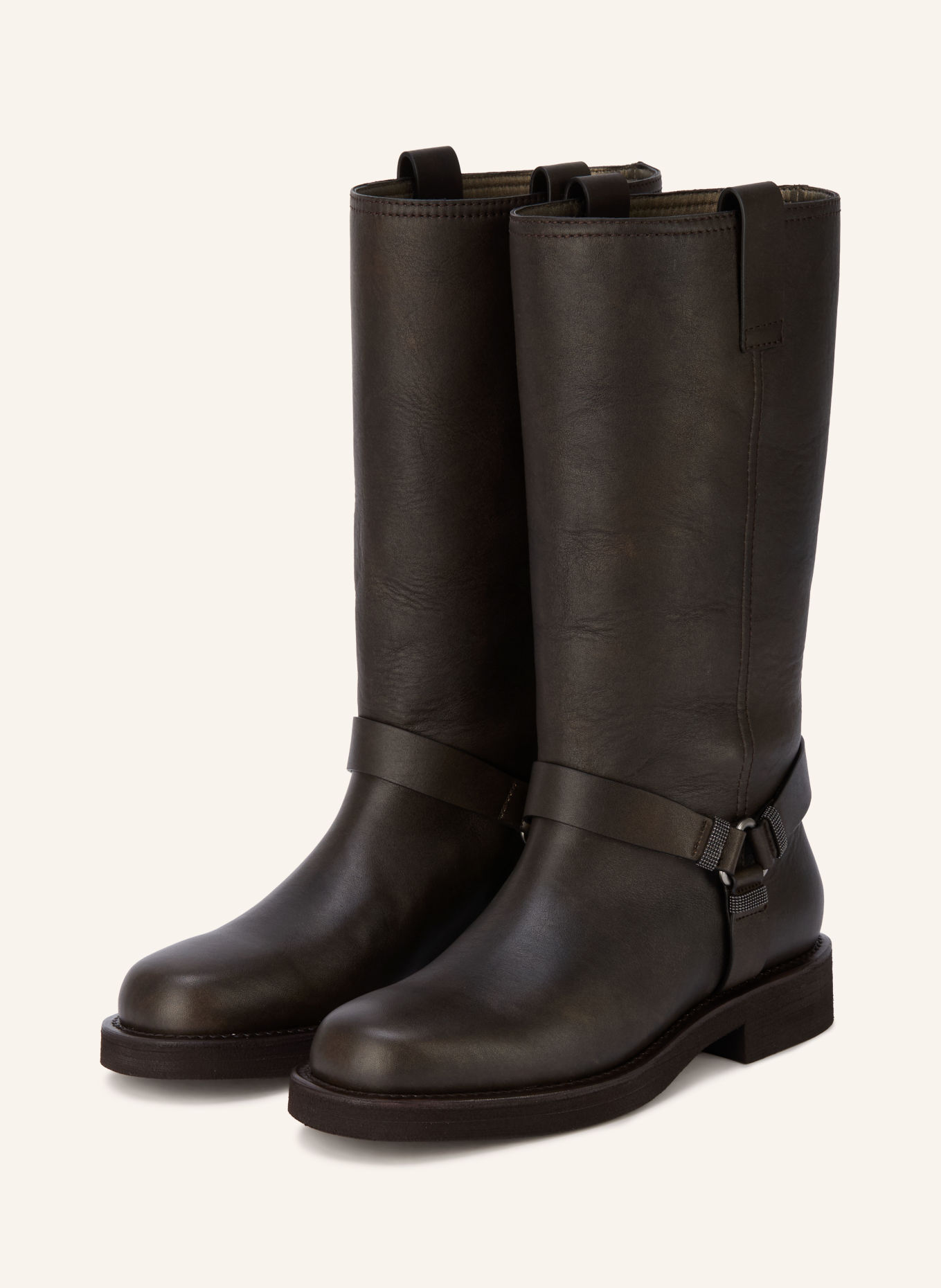 BRUNELLO CUCINELLI Biker boots: DARK BROWN