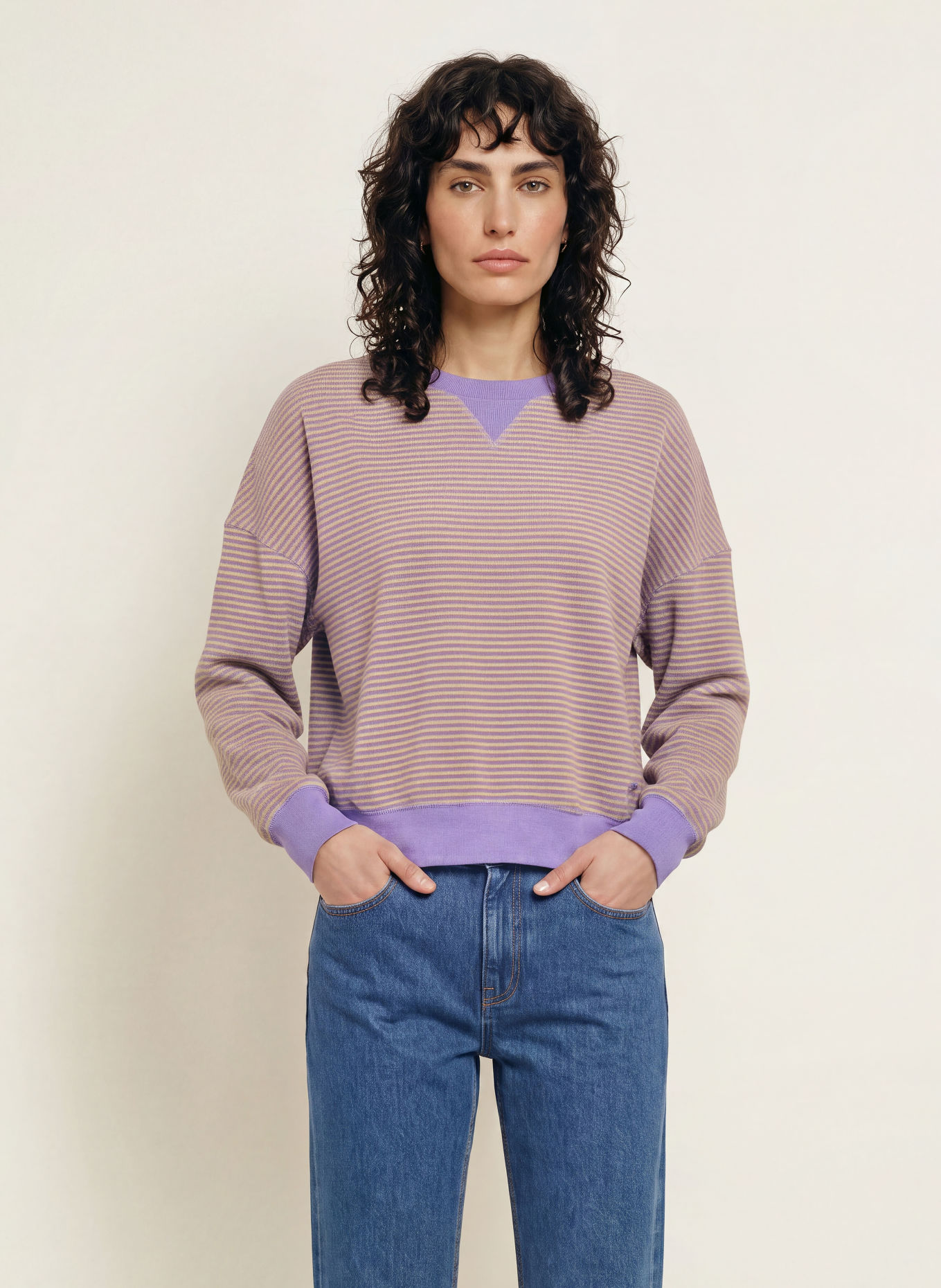 American Vintage Terry Cloth Shirt FUXOW: PURPLE / YELLOW