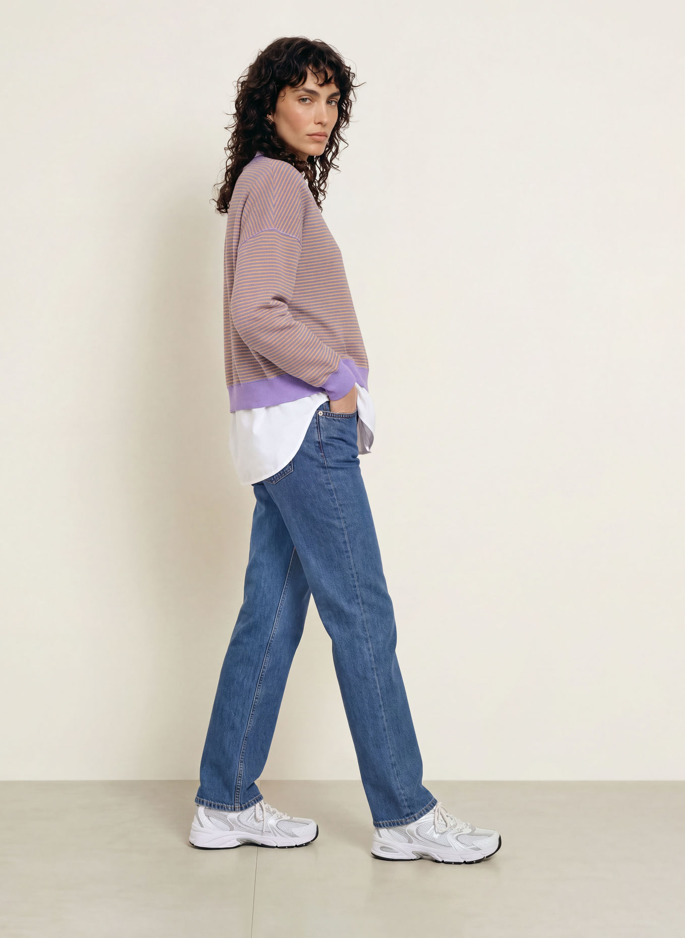 American Vintage Terry Cloth Shirt FUXOW: PURPLE / YELLOW