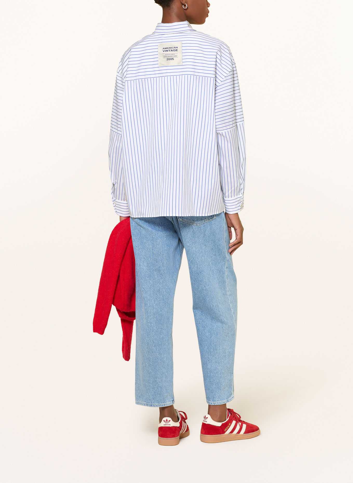American Vintage Overhemdblouse NURWAY: WIT / BLAUW