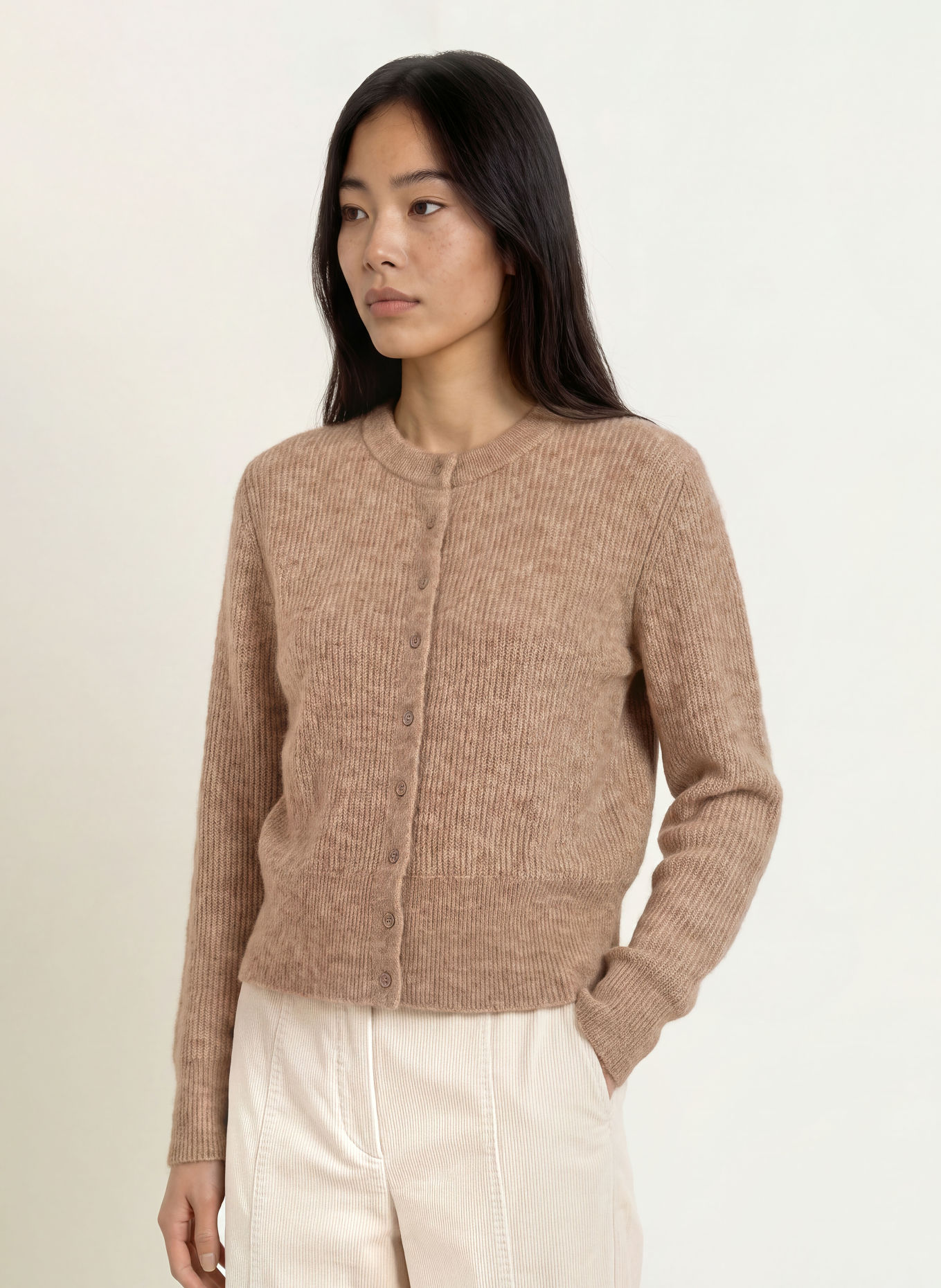 OPUS Strickjacke DRENI: HELLBRAUN