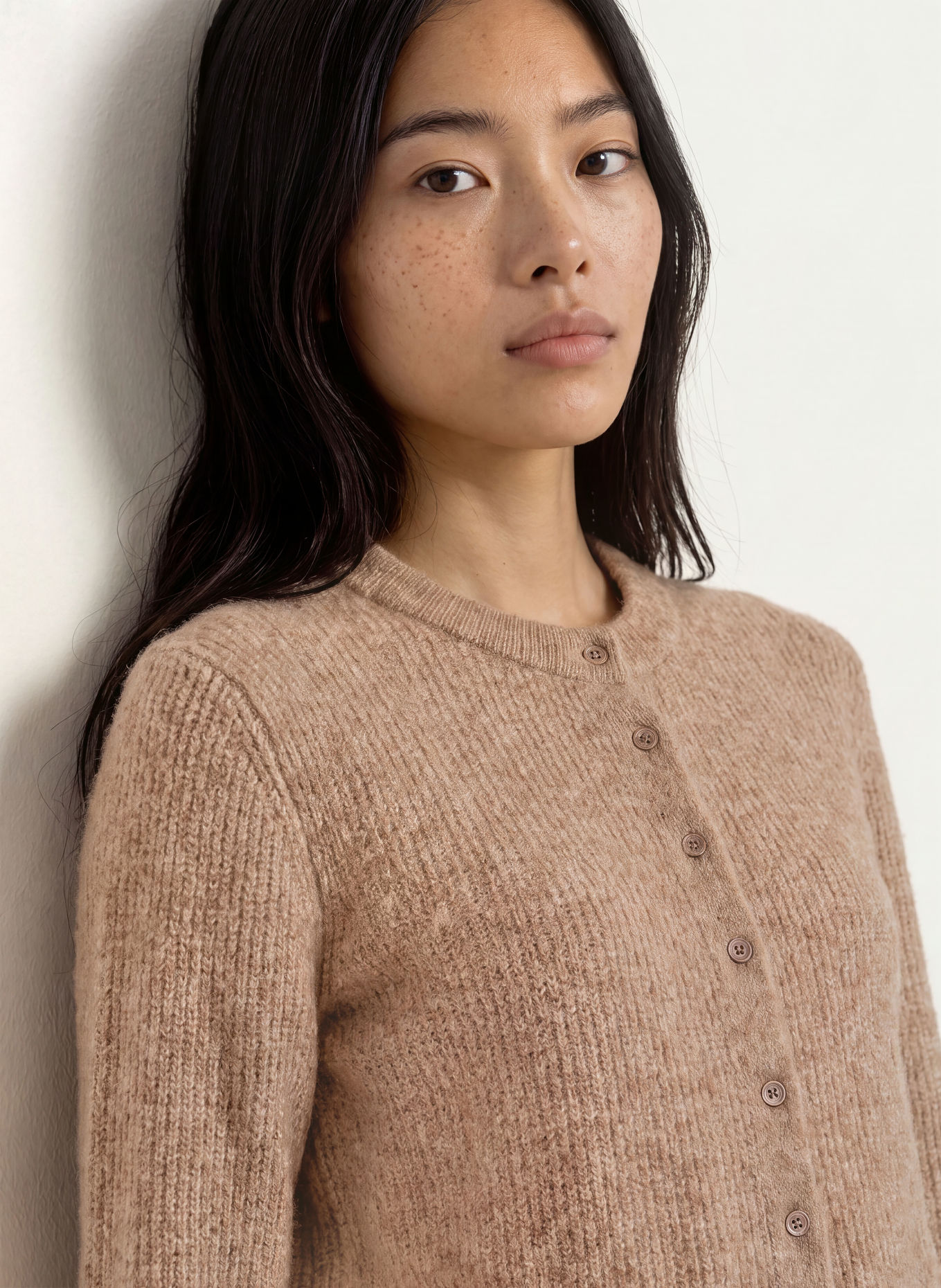 OPUS Strickjacke DRENI: HELLBRAUN