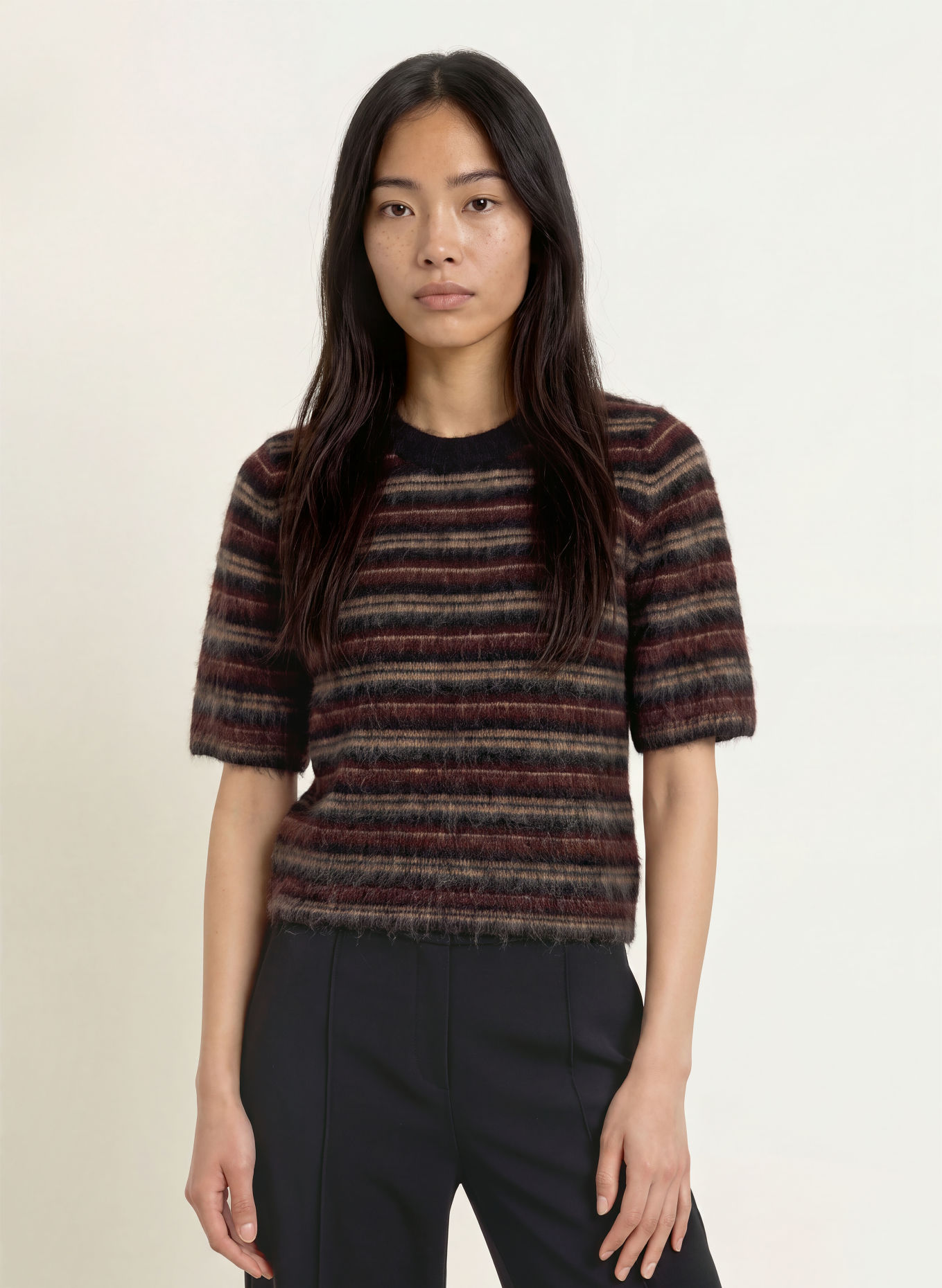 OPUS Haut en maille PRIMORO: ROUGE FONCÉ / BEIGE / NOIR