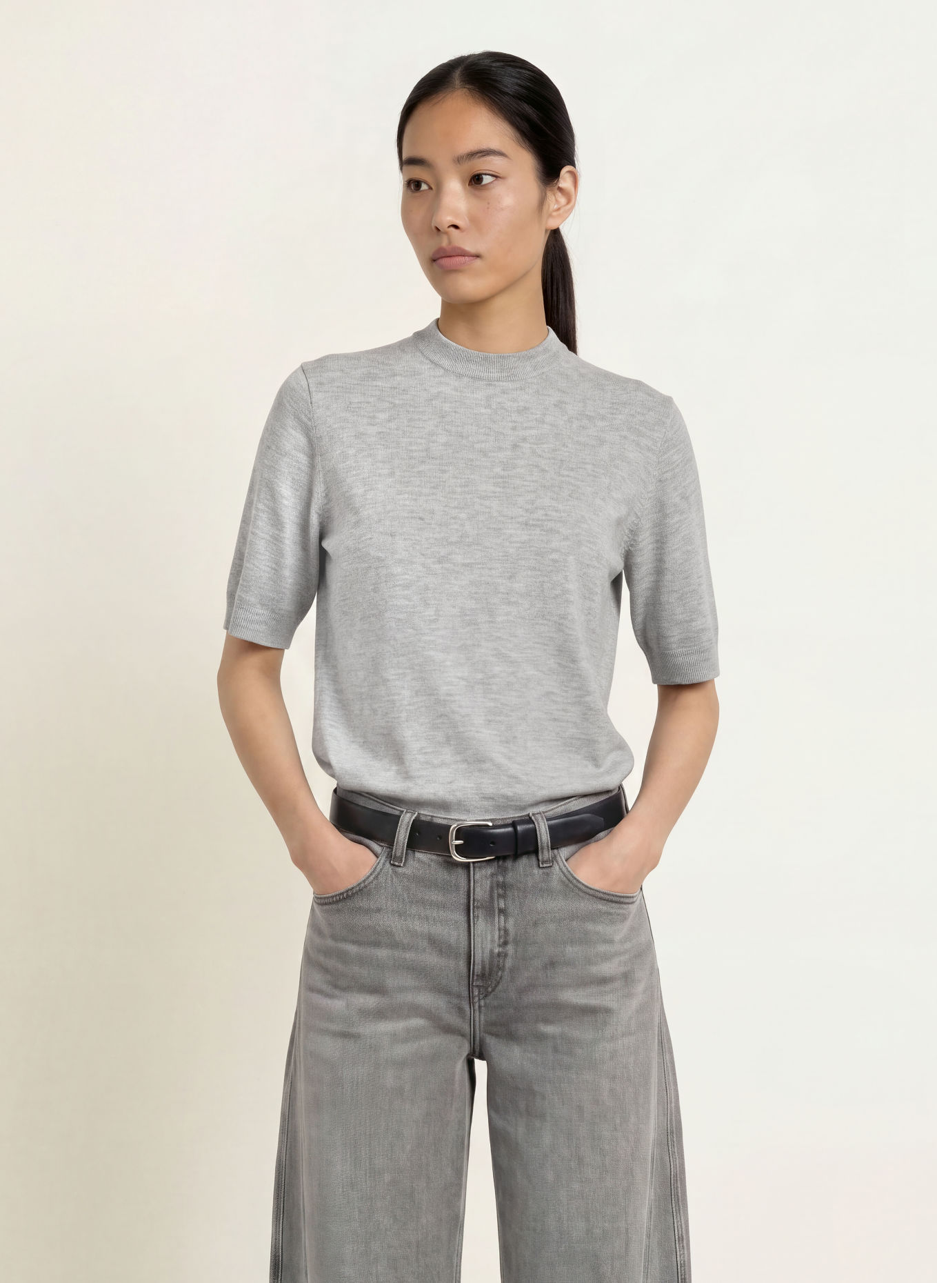 OPUS Gebreid shirt PIMSI: GRIJS