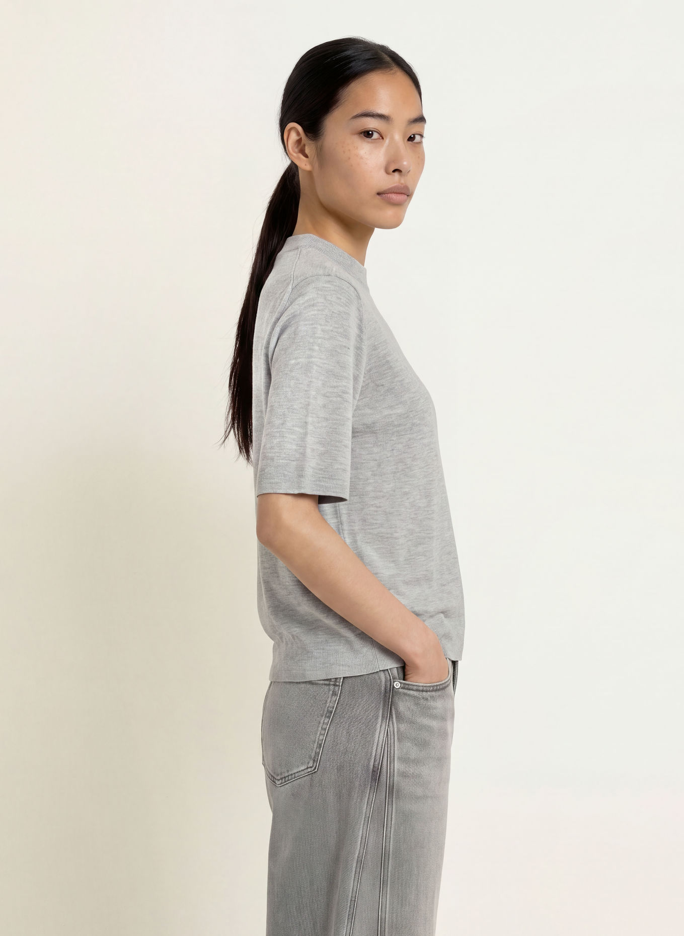 OPUS Gebreid shirt PIMSI: GRIJS