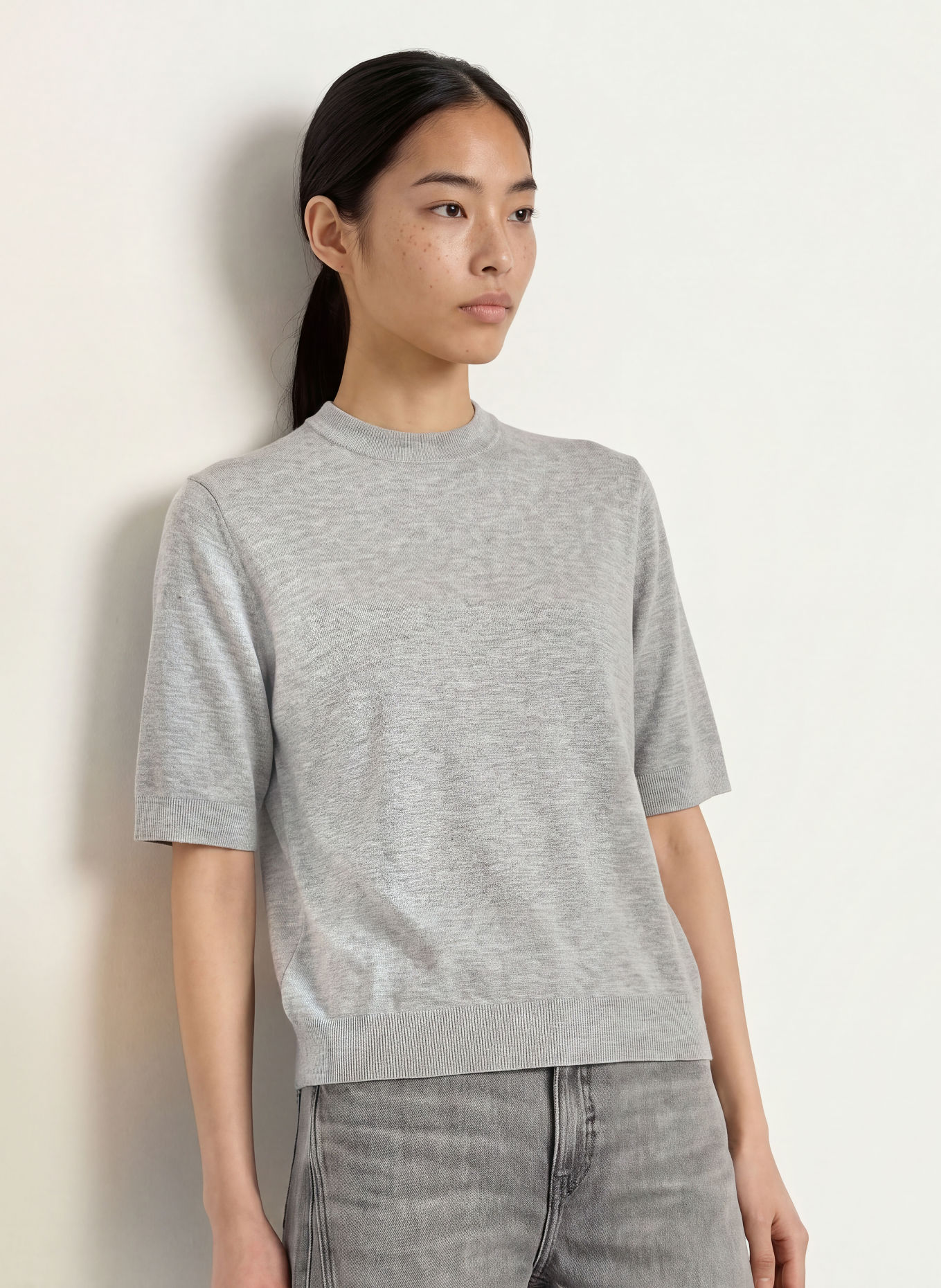 OPUS Gebreid shirt PIMSI: GRIJS