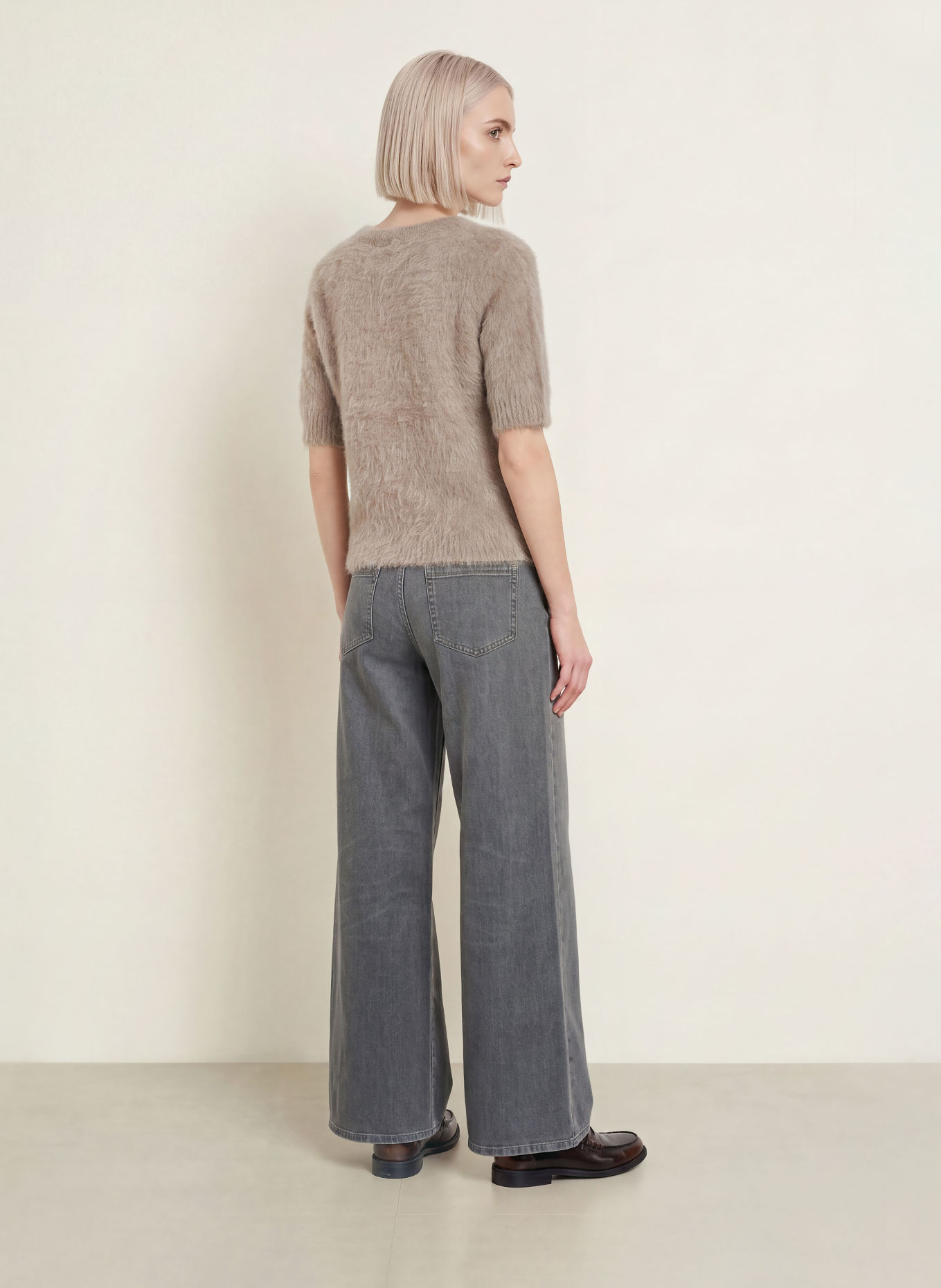 someday Gebreid shirt TIRINA met alpaca: TAUPE