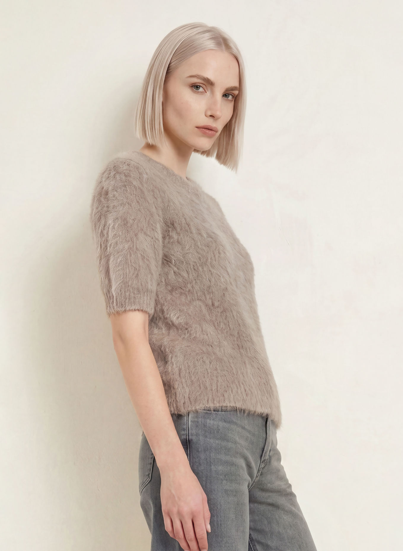 someday Gebreid shirt TIRINA met alpaca: TAUPE