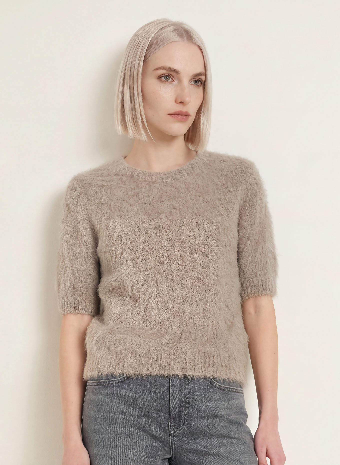 someday Gebreid shirt TIRINA met alpaca: TAUPE