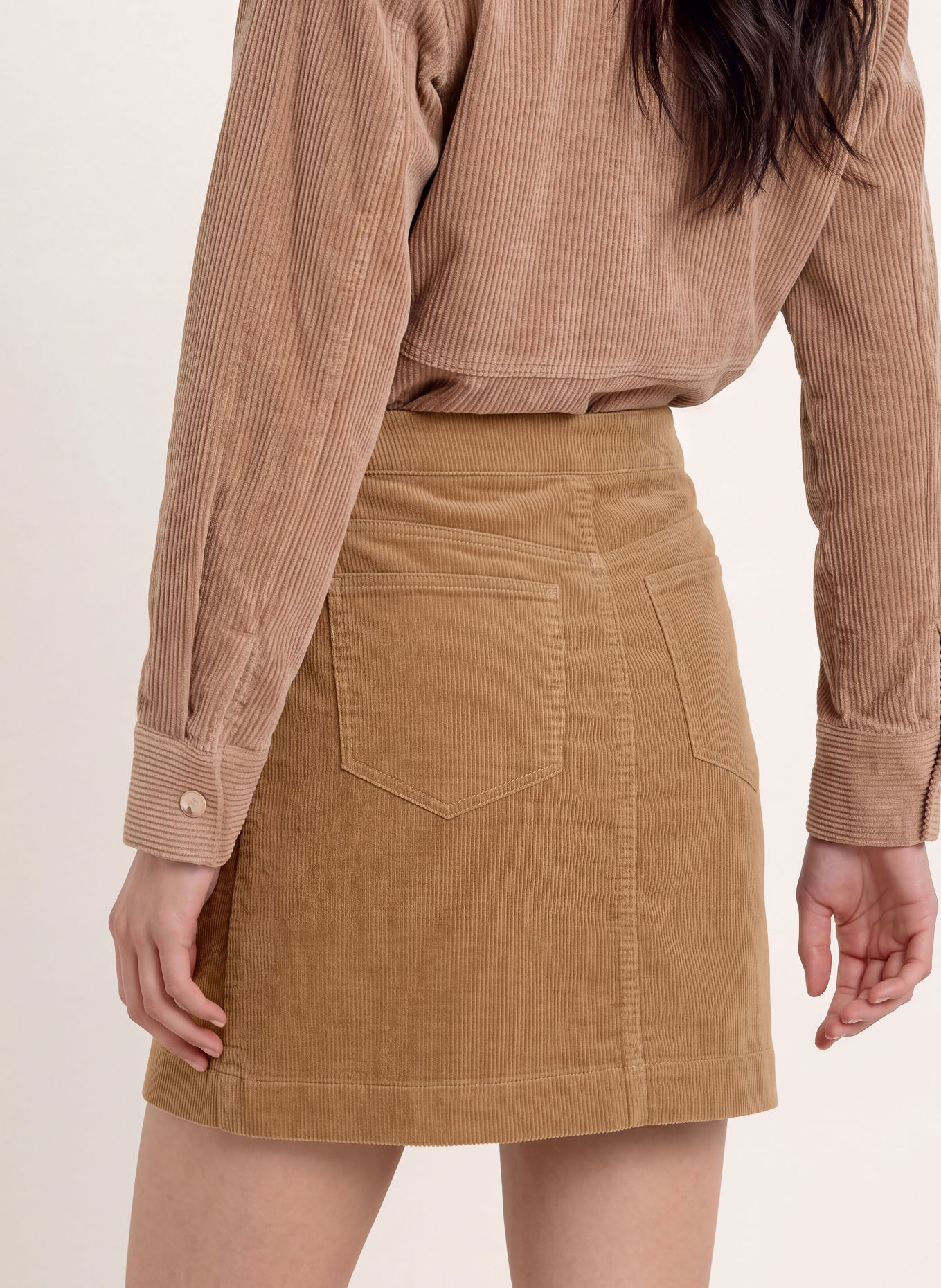 OPUS Jupe portefeuille REALBA en velours côtelé: BEIGE