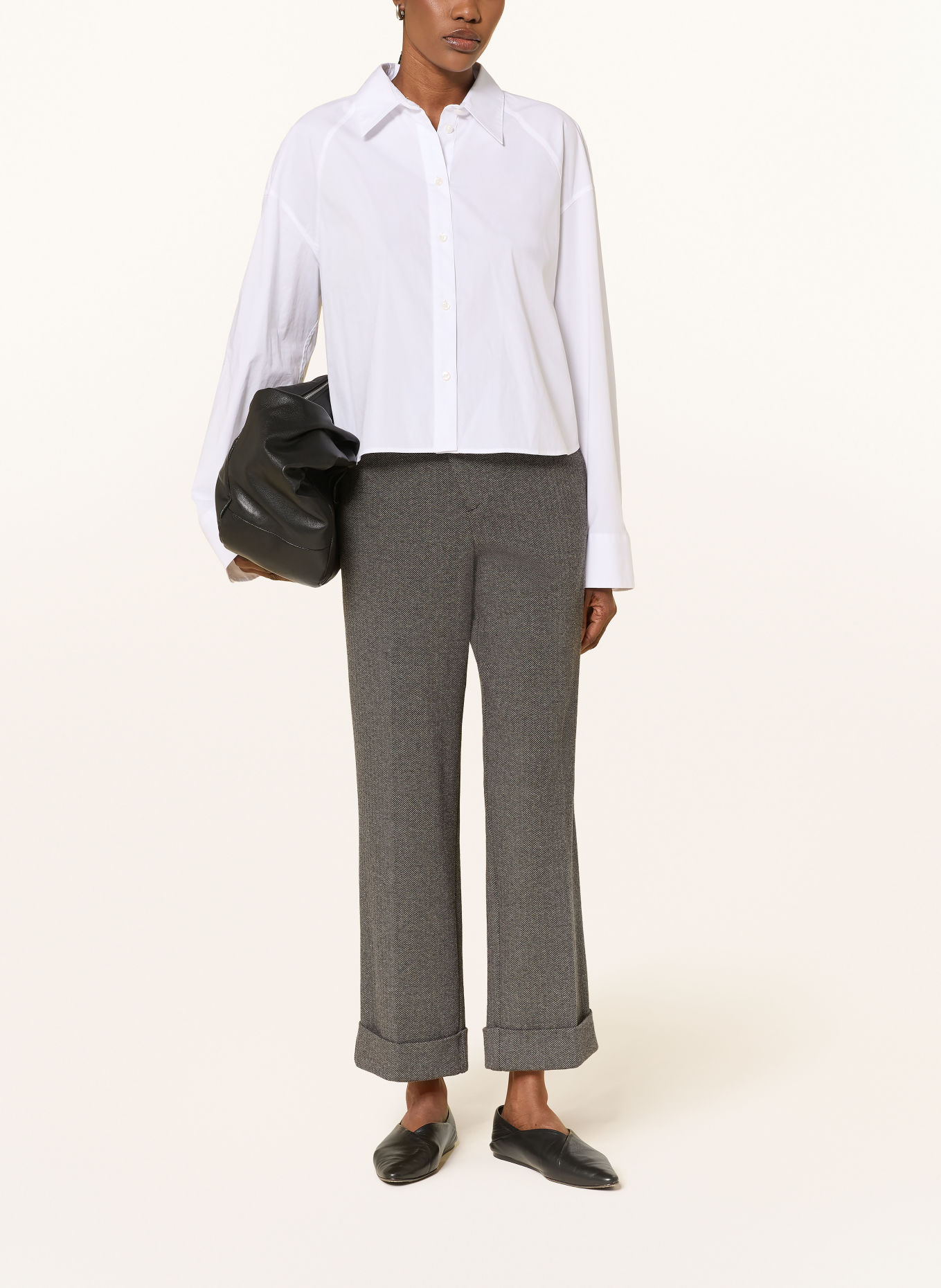 OPUS Pantalon palazzo MEERI: GRIS / GRIS FONCÉ