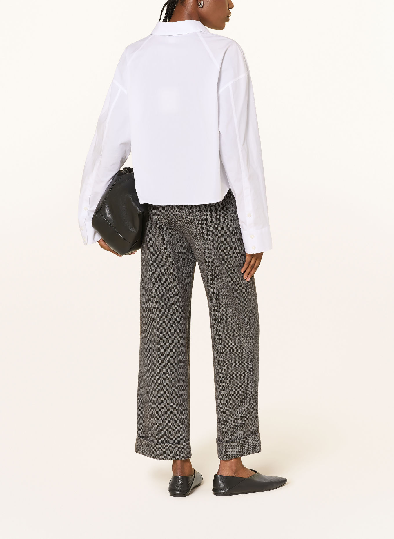 OPUS Pantalon palazzo MEERI: GRIS / GRIS FONCÉ