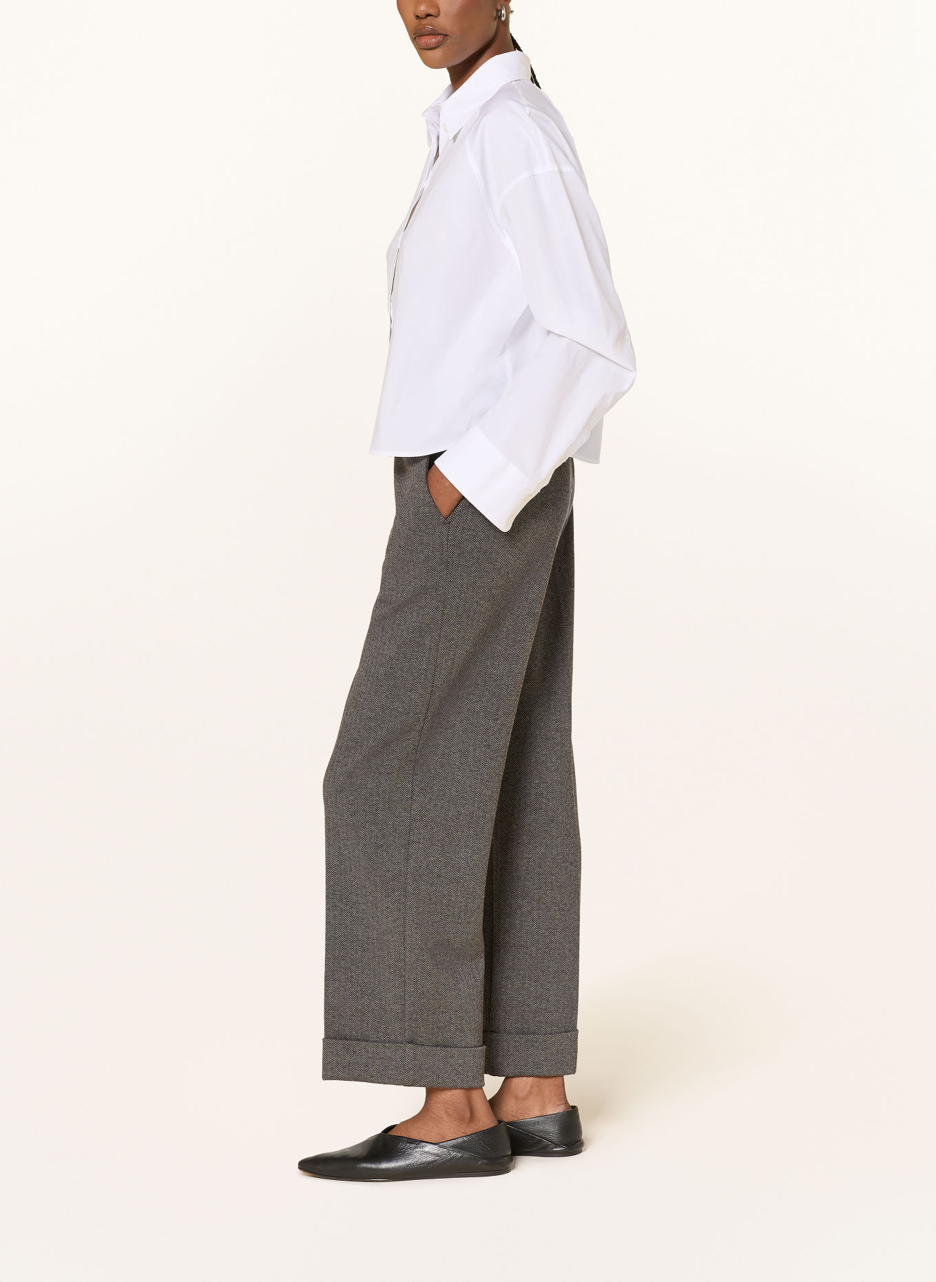 OPUS Pantalon palazzo MEERI: GRIS / GRIS FONCÉ