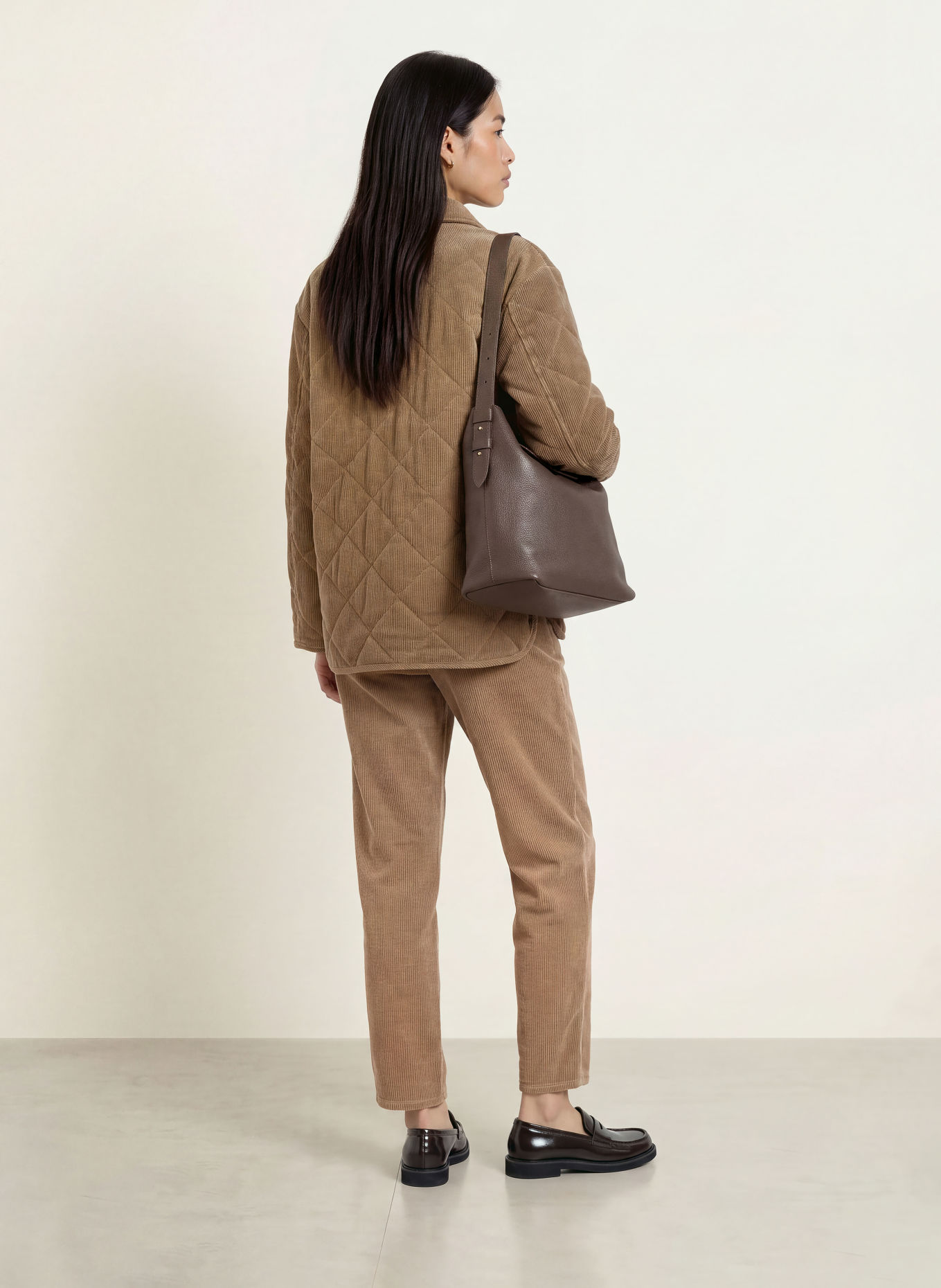 OPUS Overjacket HEKORDI aus Cord: HELLBRAUN