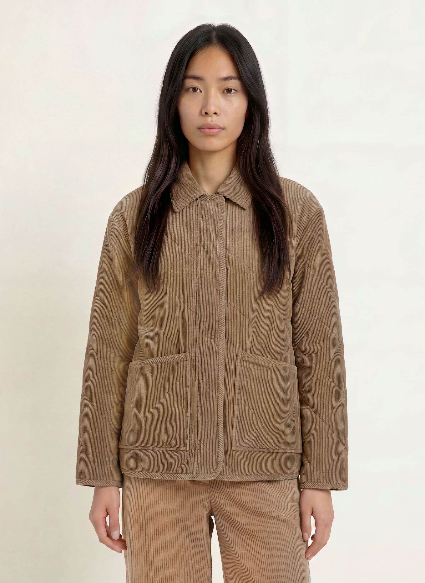 OPUS Overjacket HEKORDI aus Cord: HELLBRAUN