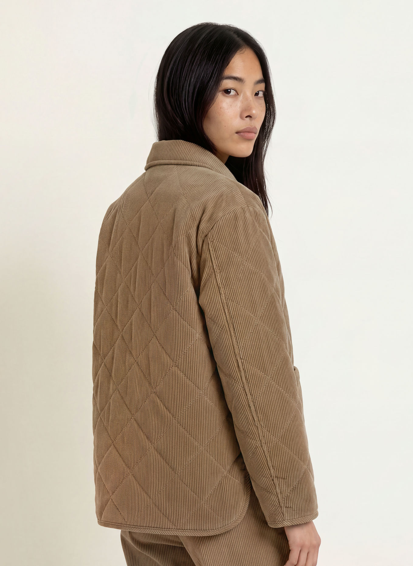 OPUS Overjacket HEKORDI aus Cord: HELLBRAUN