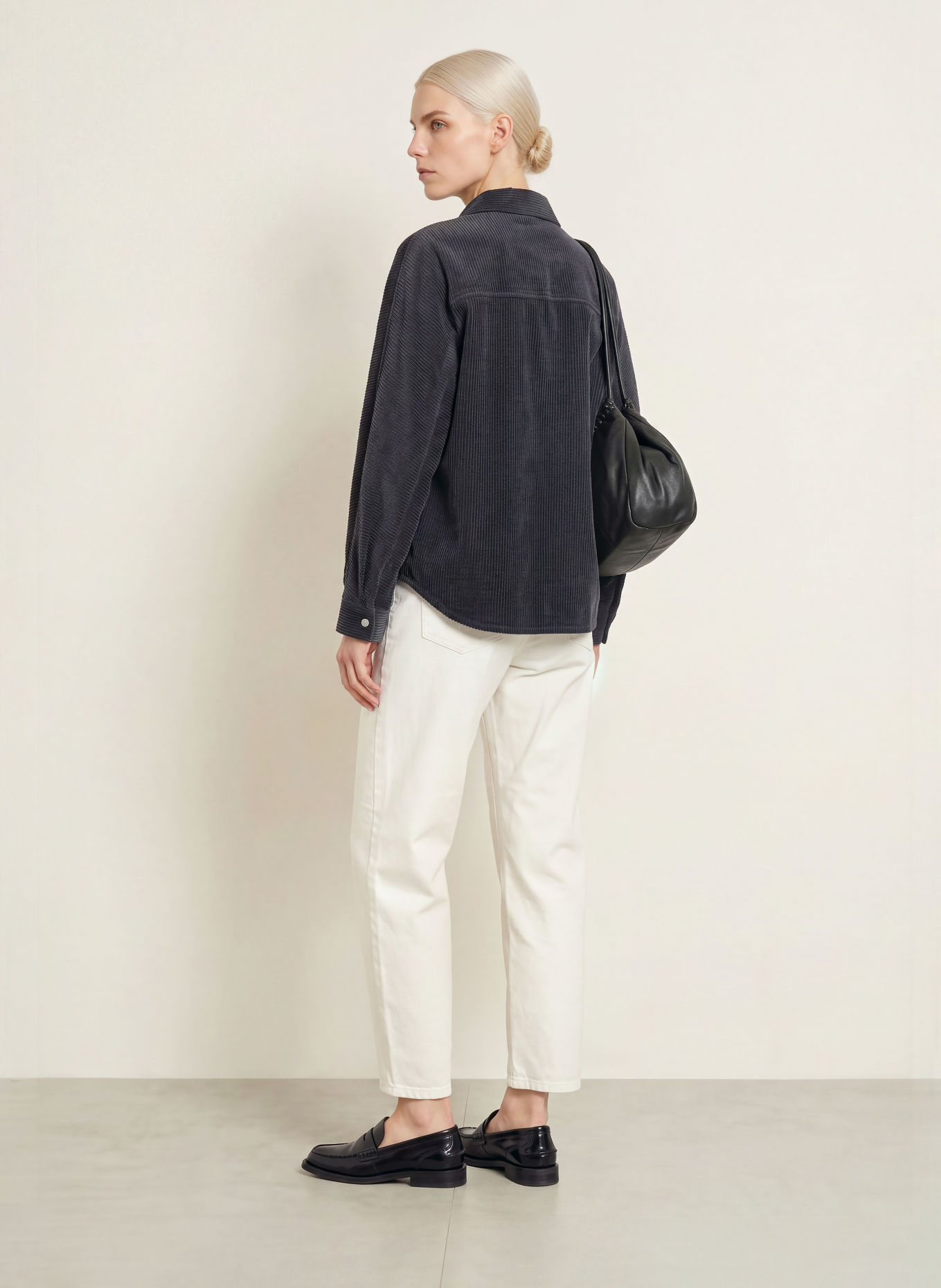 OPUS FRENCA corduroy shirt blouse: DARK GRAY