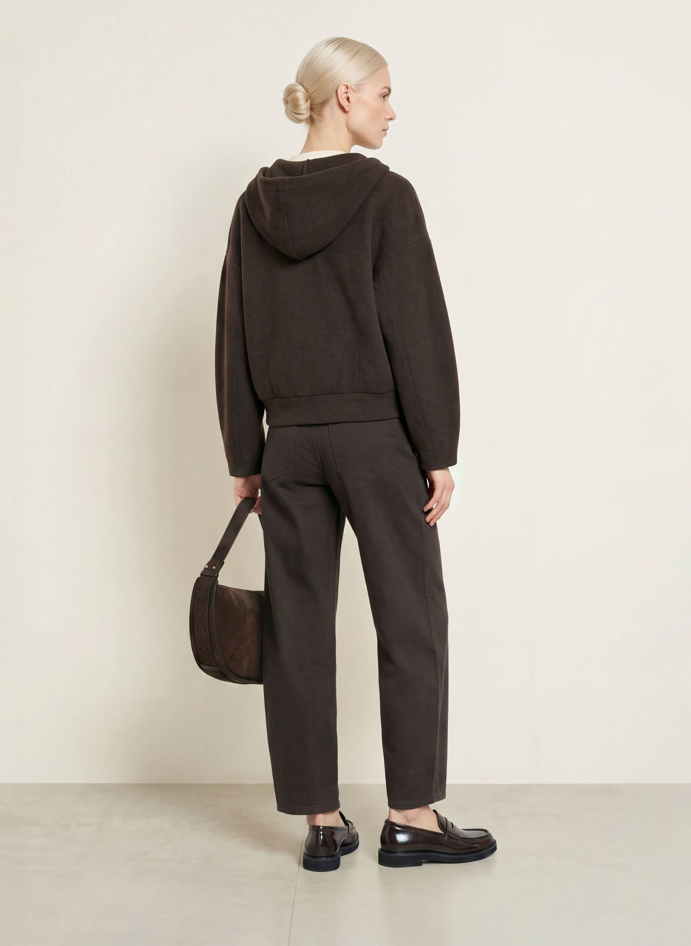 OPUS Sweat zippé GEISI: MARRON FONCÉ
