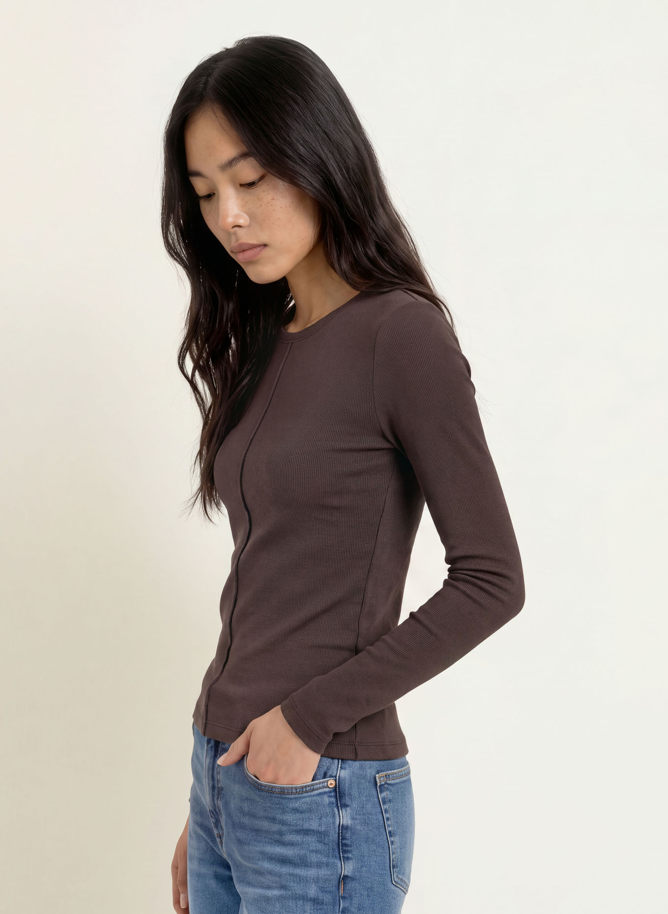 OPUS Longsleeve SADALIE: DUNKELBRAUN