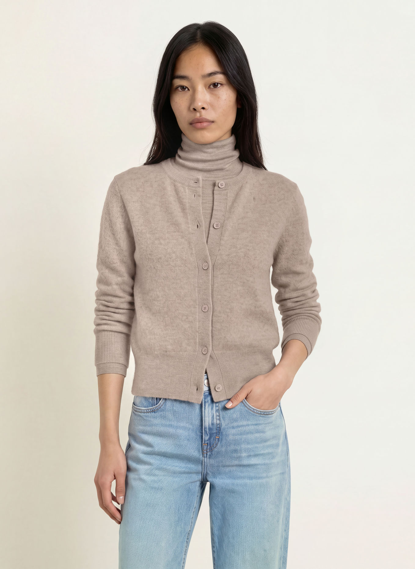 someday TELORA Cashmere Cardigan: TAUPE