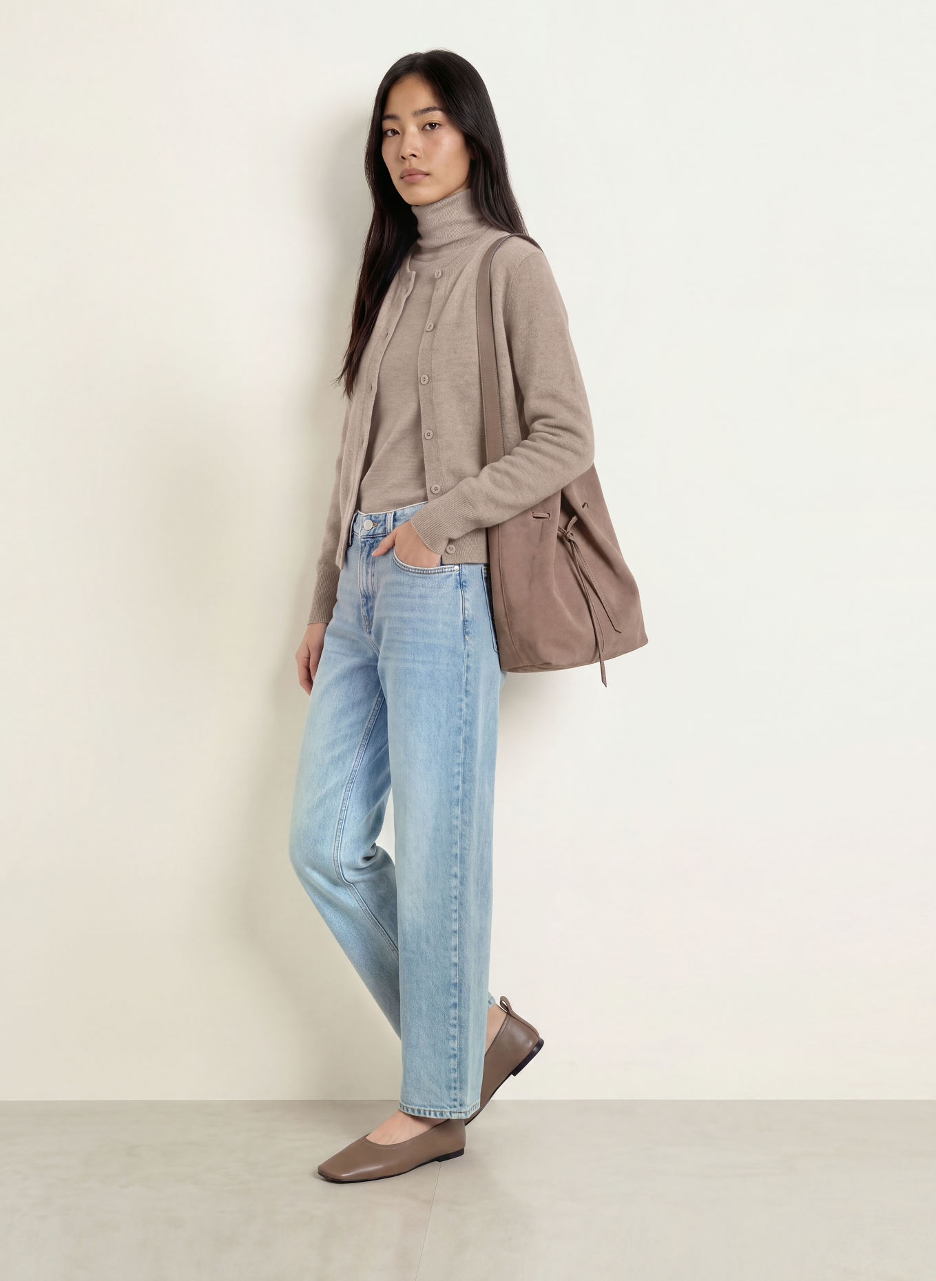 someday TELORA Cashmere Cardigan: TAUPE