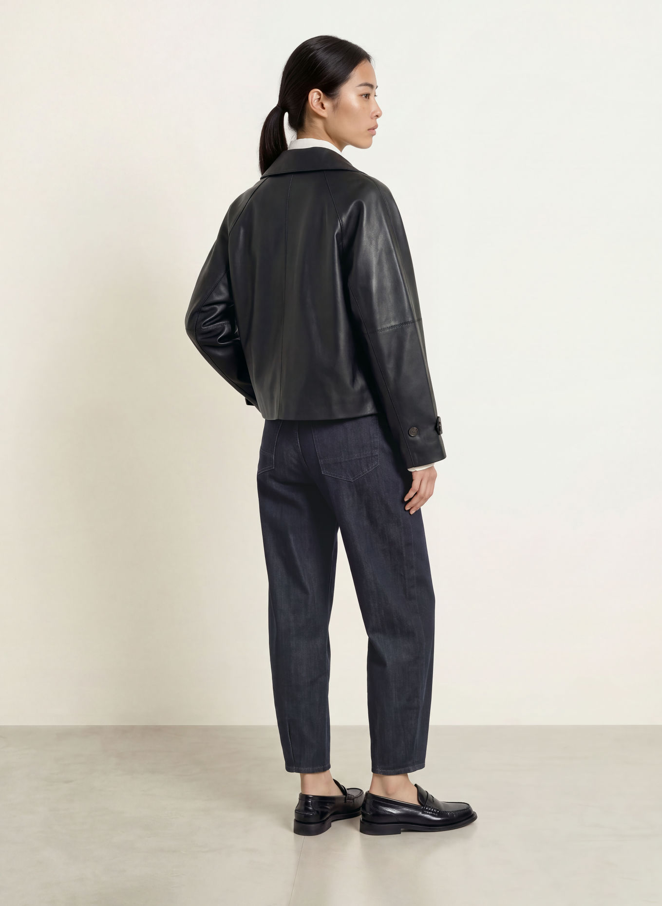 OPUS Caban court HALEDA aspect cuir: NOIR