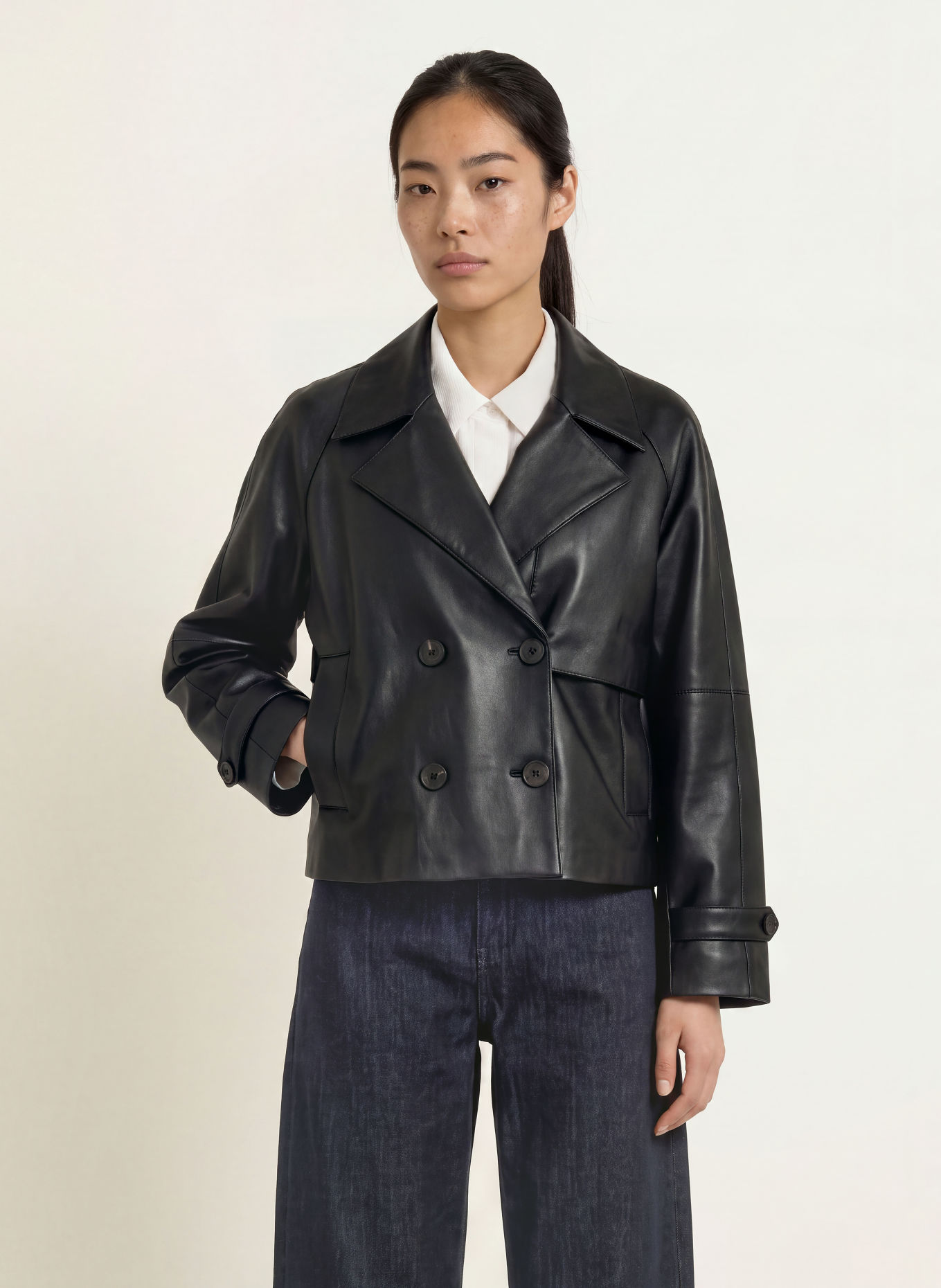 OPUS Caban court HALEDA aspect cuir: NOIR