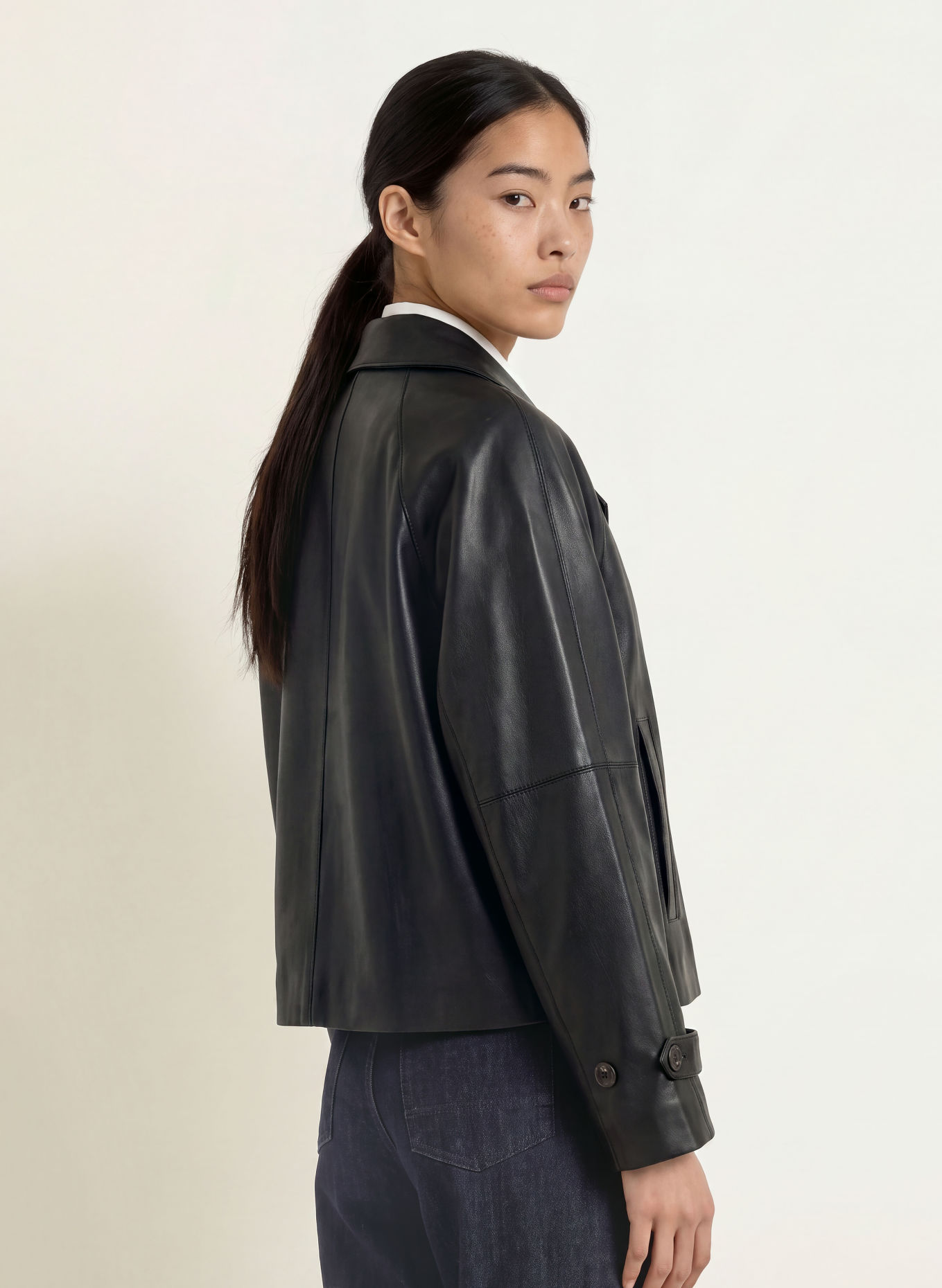 OPUS Caban court HALEDA aspect cuir: NOIR