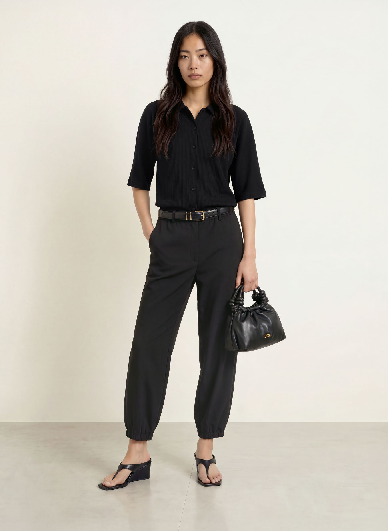 OPUS GESAMO shirt blouse with 3/4 sleeves: BLACK
