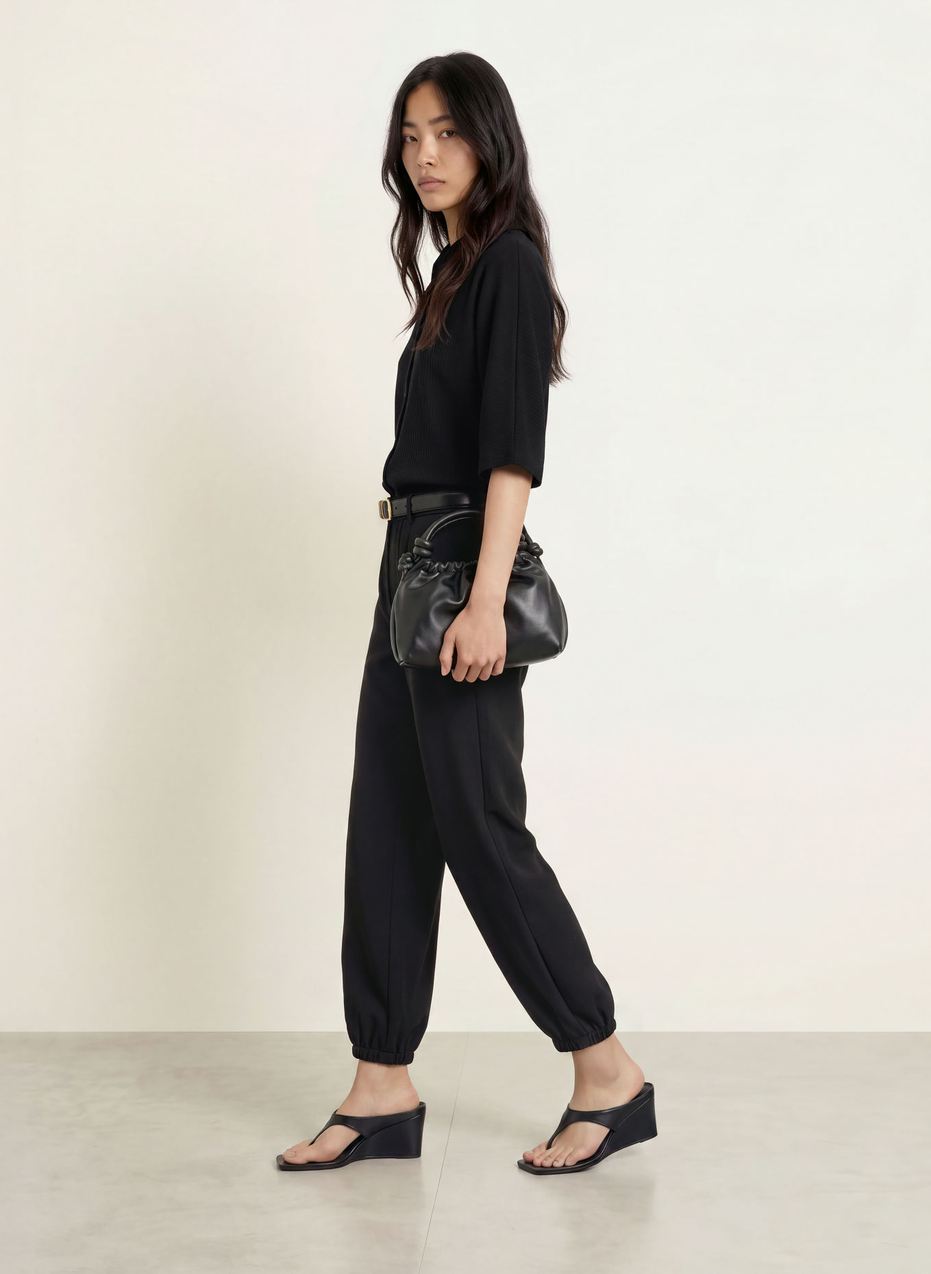 OPUS GESAMO shirt blouse with 3/4 sleeves: BLACK