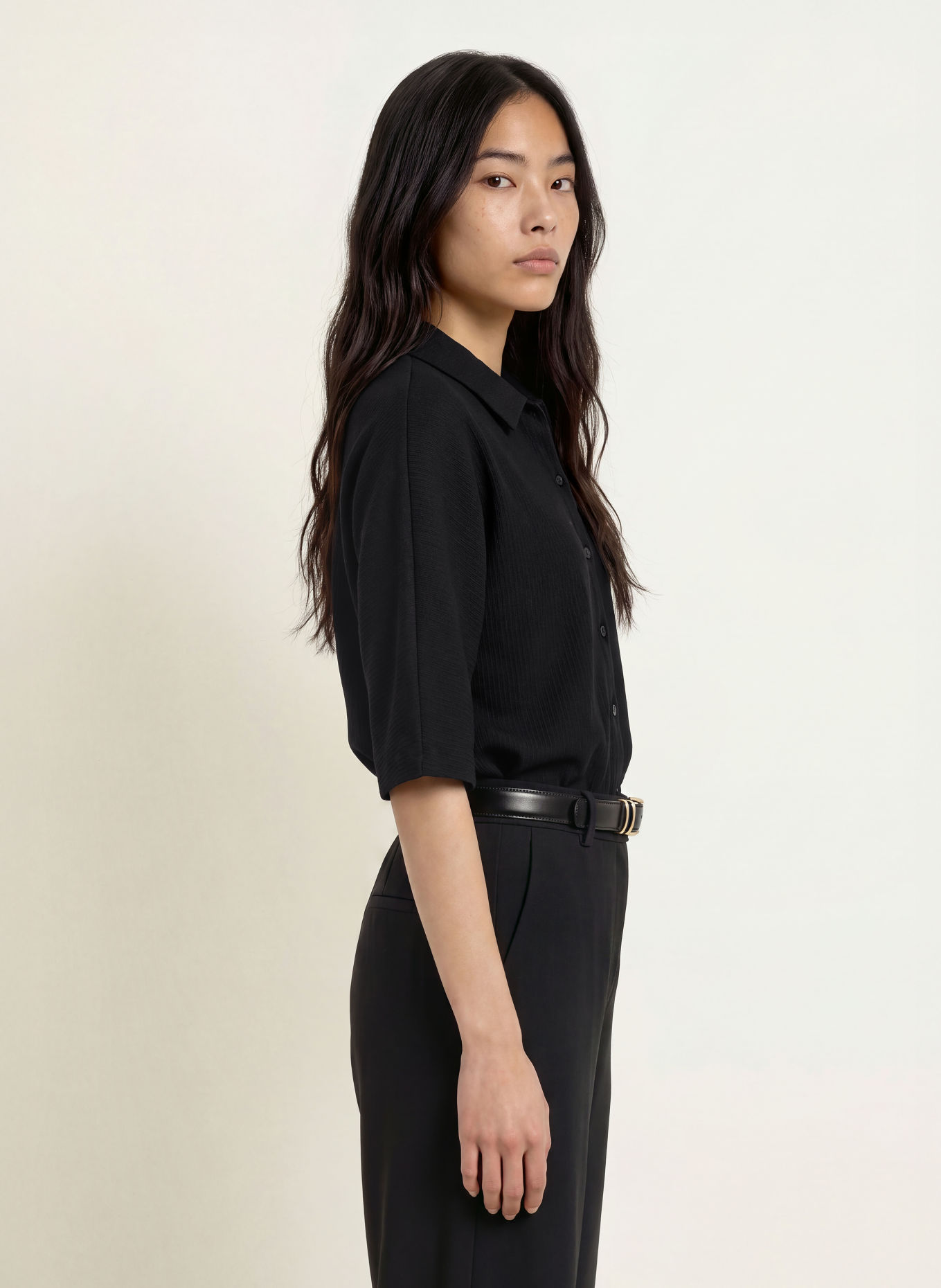 OPUS GESAMO shirt blouse with 3/4 sleeves: BLACK