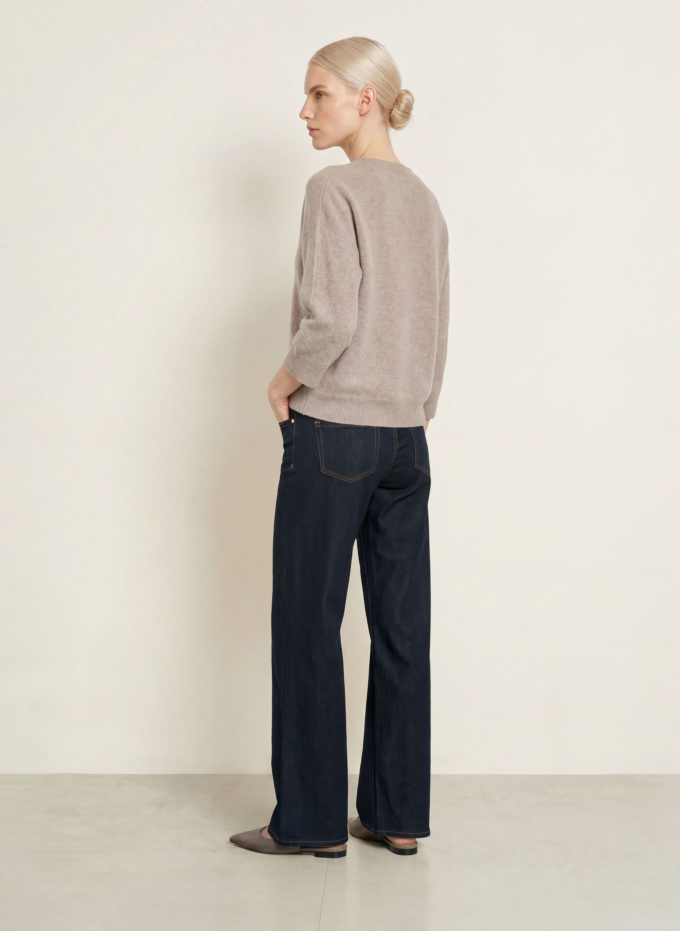 someday TWILLA Cashmere Sweater with 3/4-Length Sleeves: TAUPE