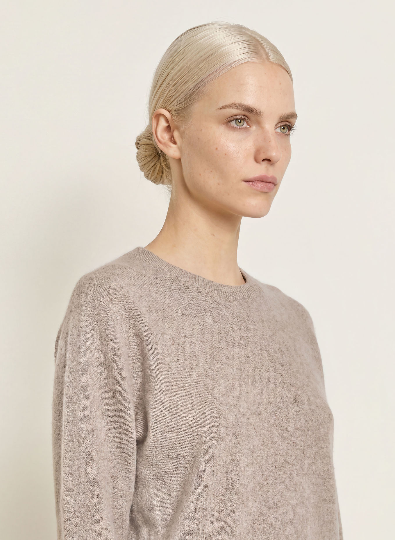 someday TWILLA Cashmere Sweater with 3/4-Length Sleeves: TAUPE