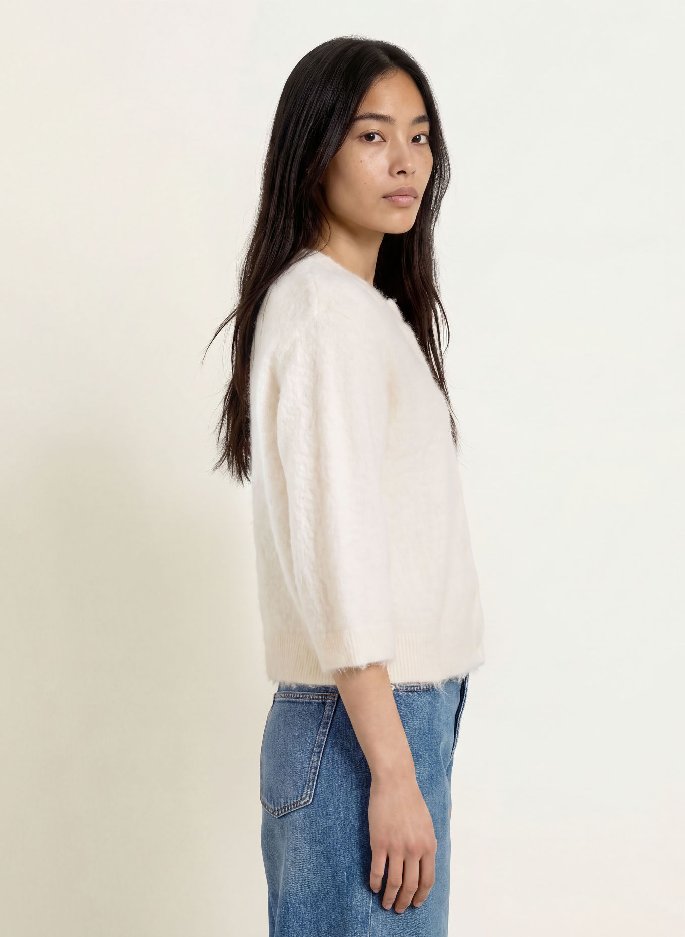 OPUS Strickjacke DISILLE mit 3/4-Arm: CREME