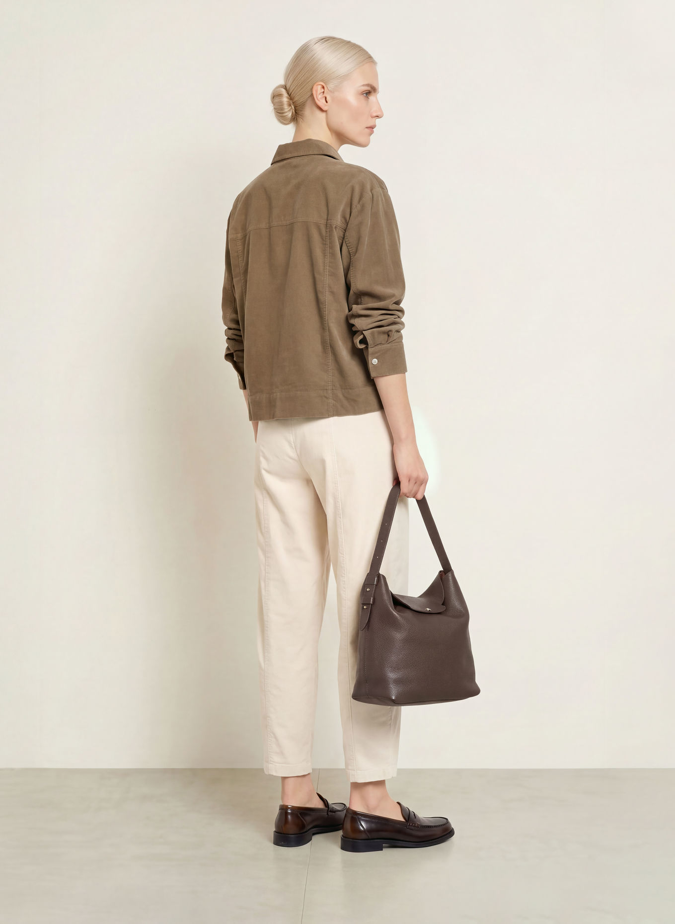 OPUS FRONNA corduroy shirt blouse: BEIGE