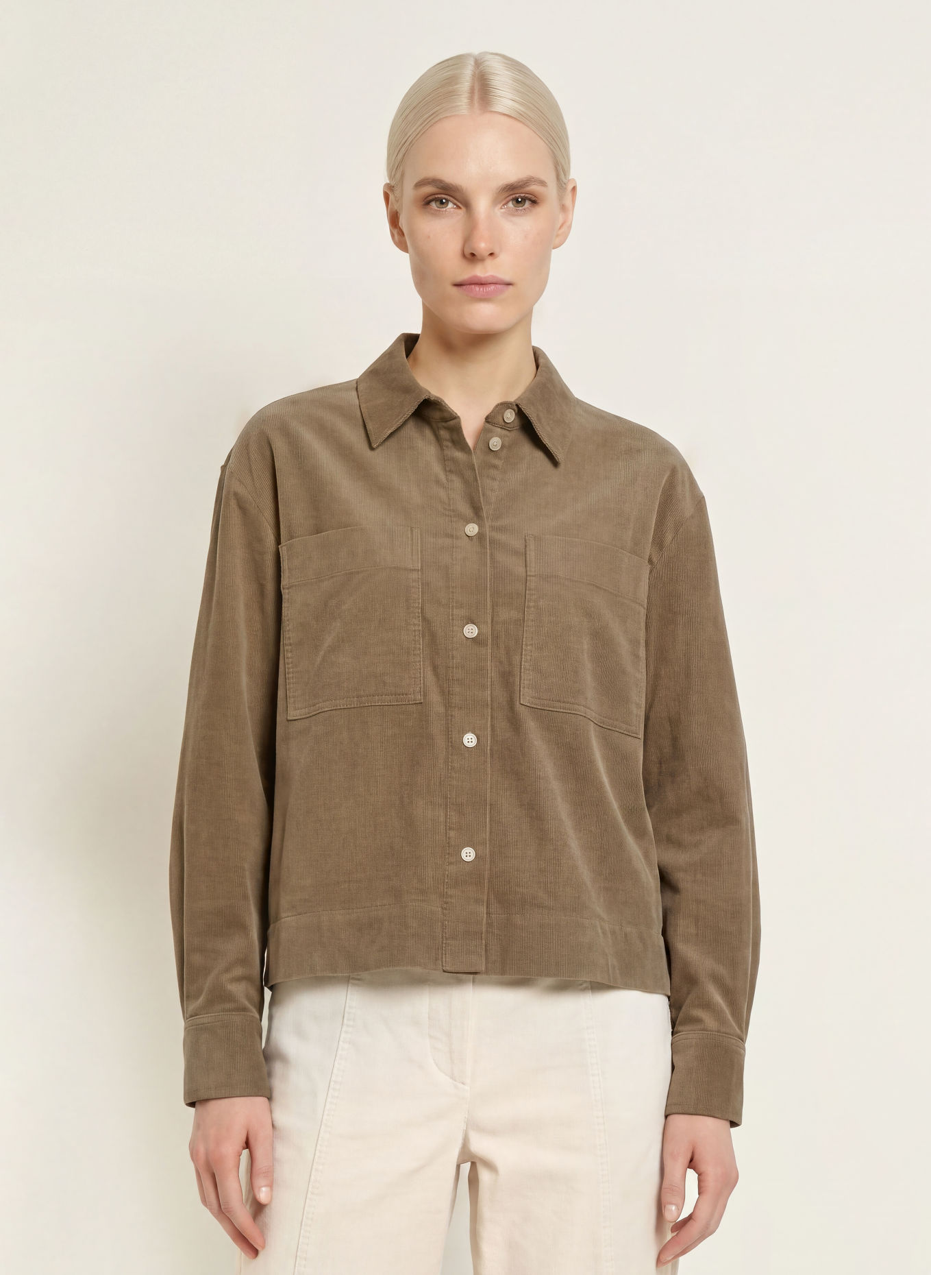 OPUS FRONNA corduroy shirt blouse: BEIGE